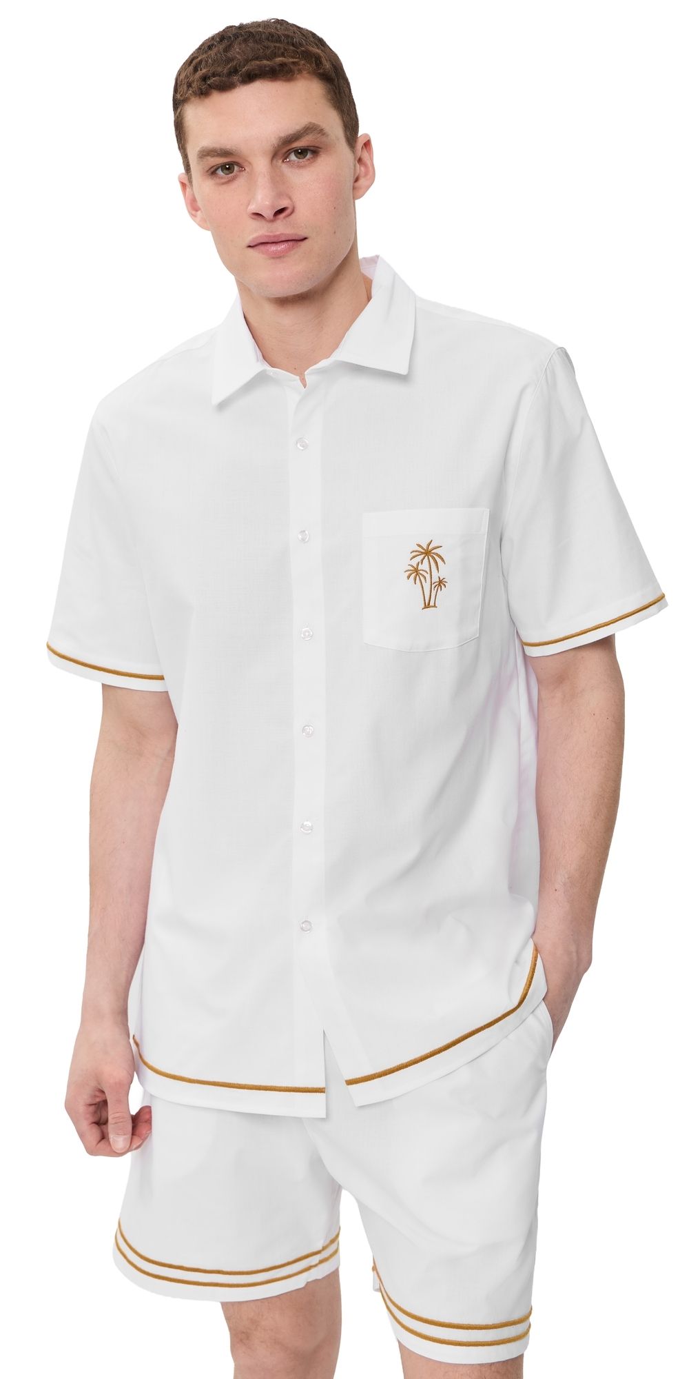 Fanm Mon Efe Embroidered Linen Camp Shirt White S