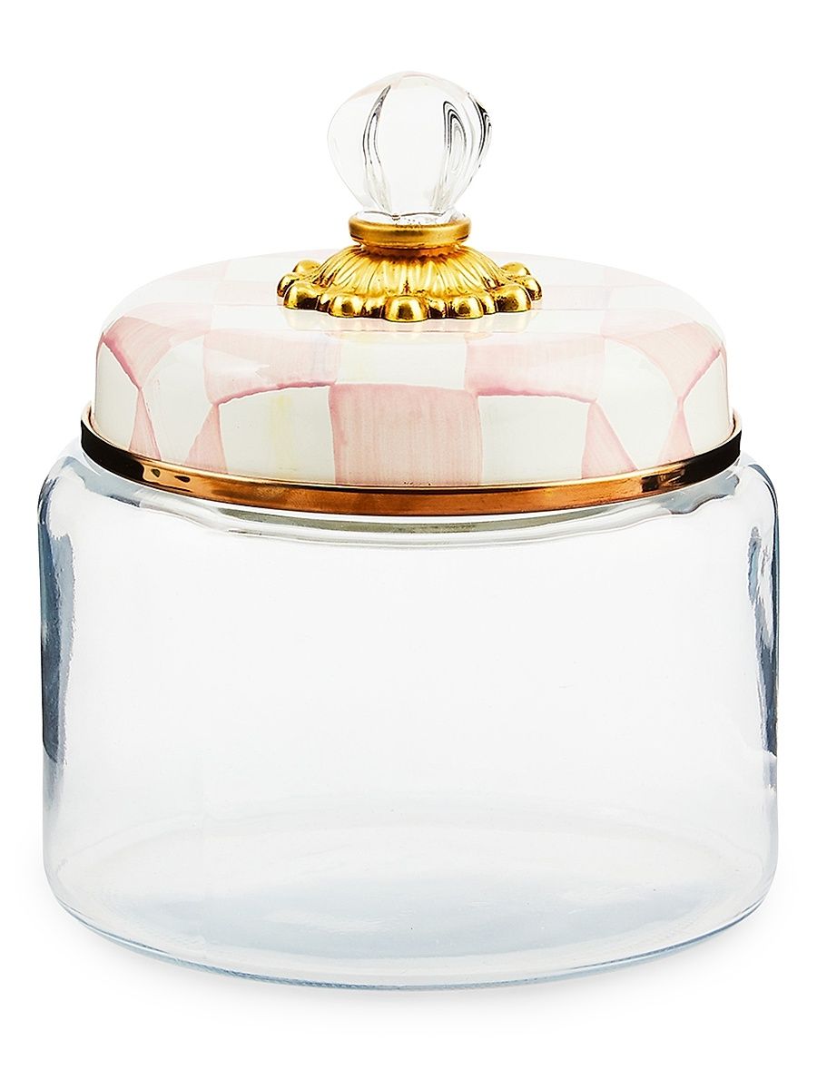 Small Rosy Check Glass Kitchen Canister