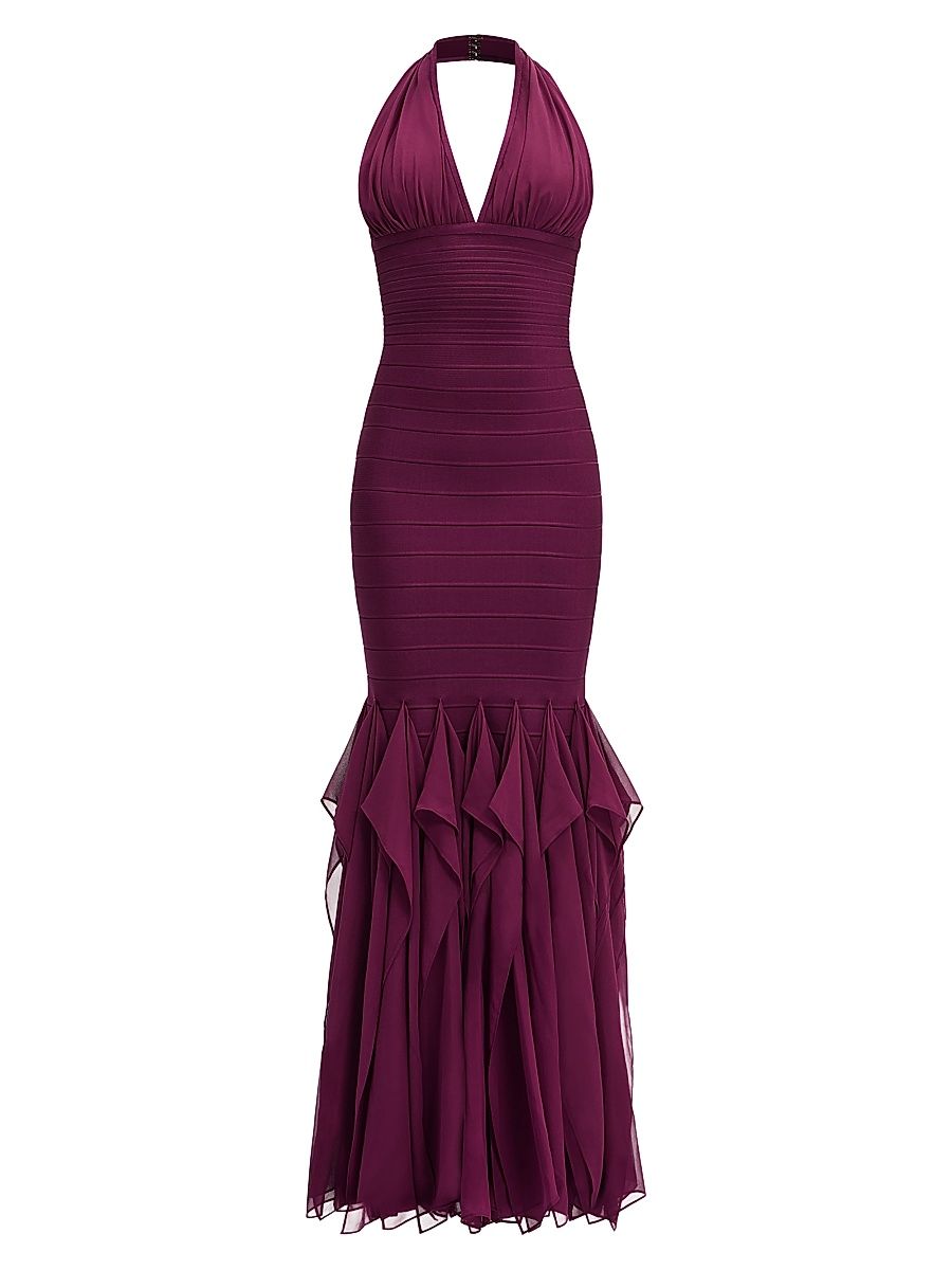 Women's The Louisa Bandage Chiffon Gown - Maraschino - Size XS