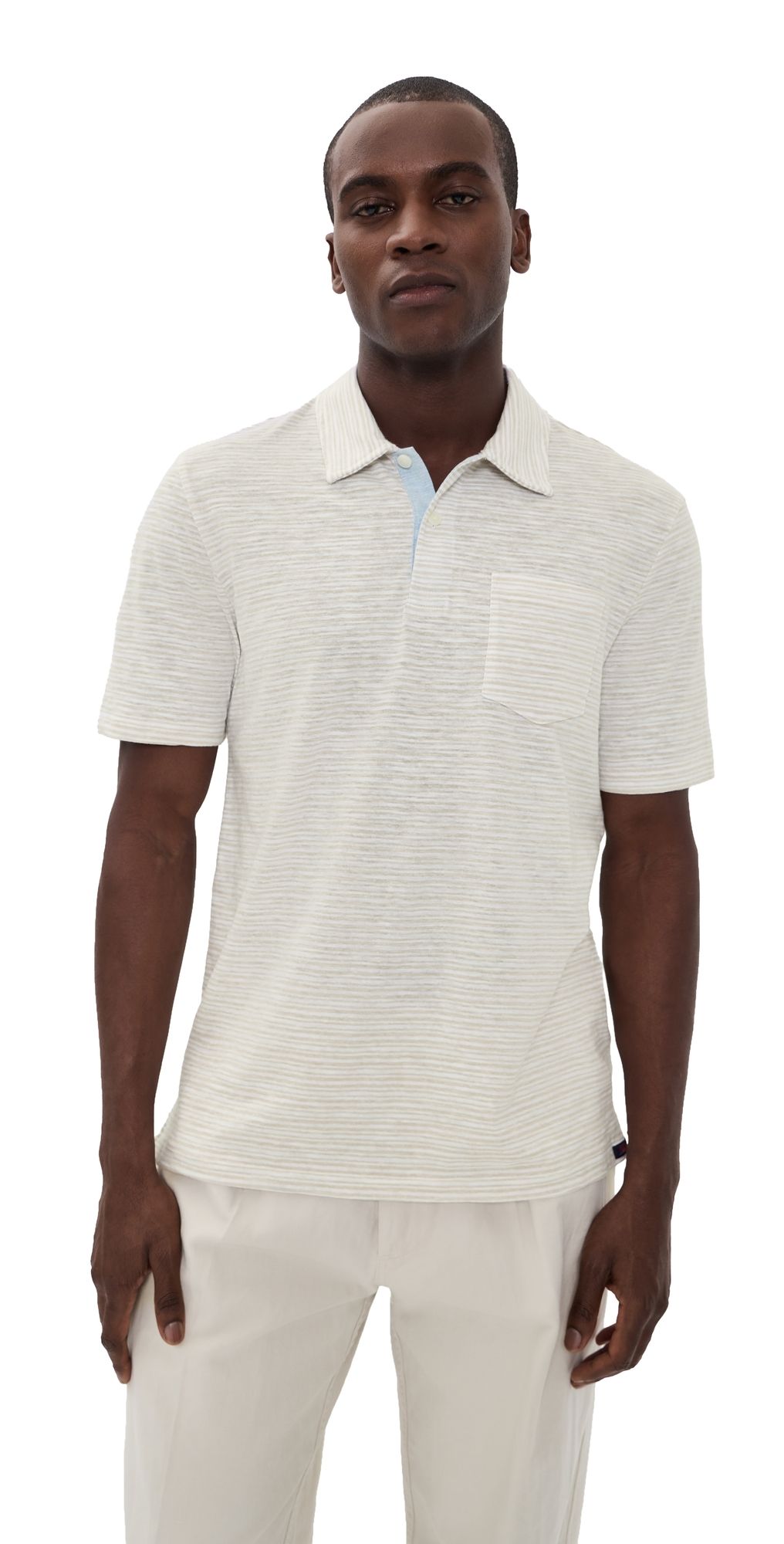 Faherty Breeze Polo Desert Wake Stripe S