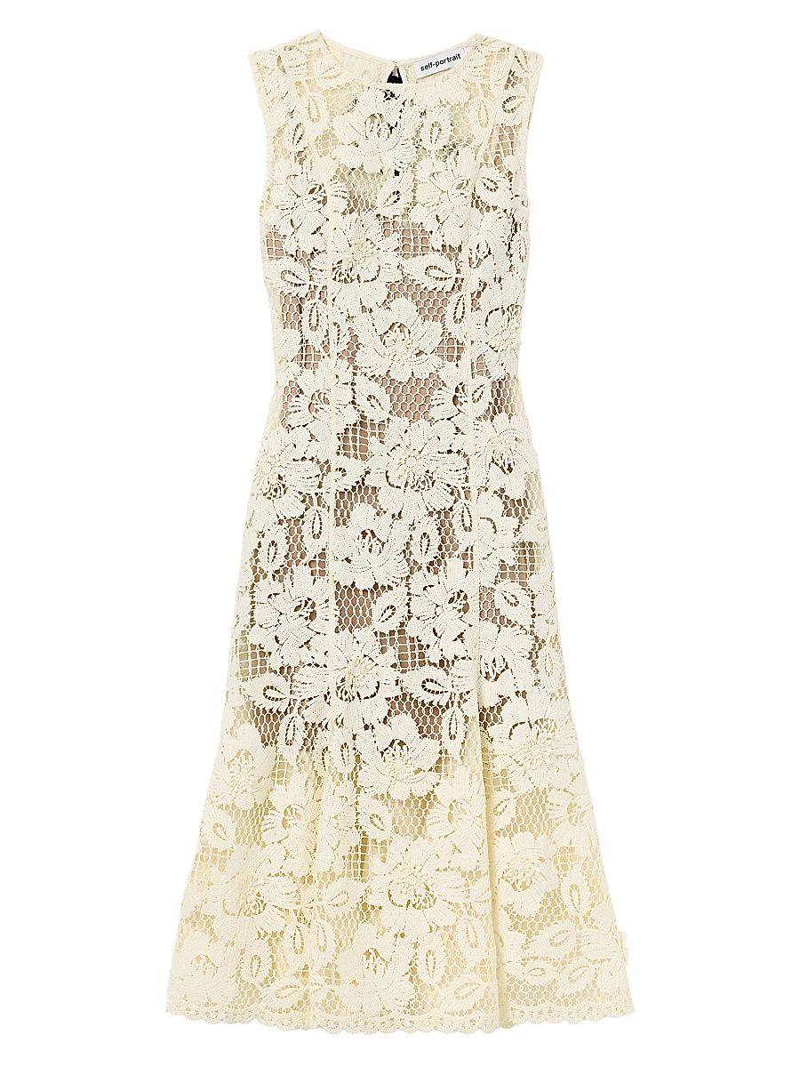 Women's Crochet Lace Midi-Dress - Yellow - Size 0