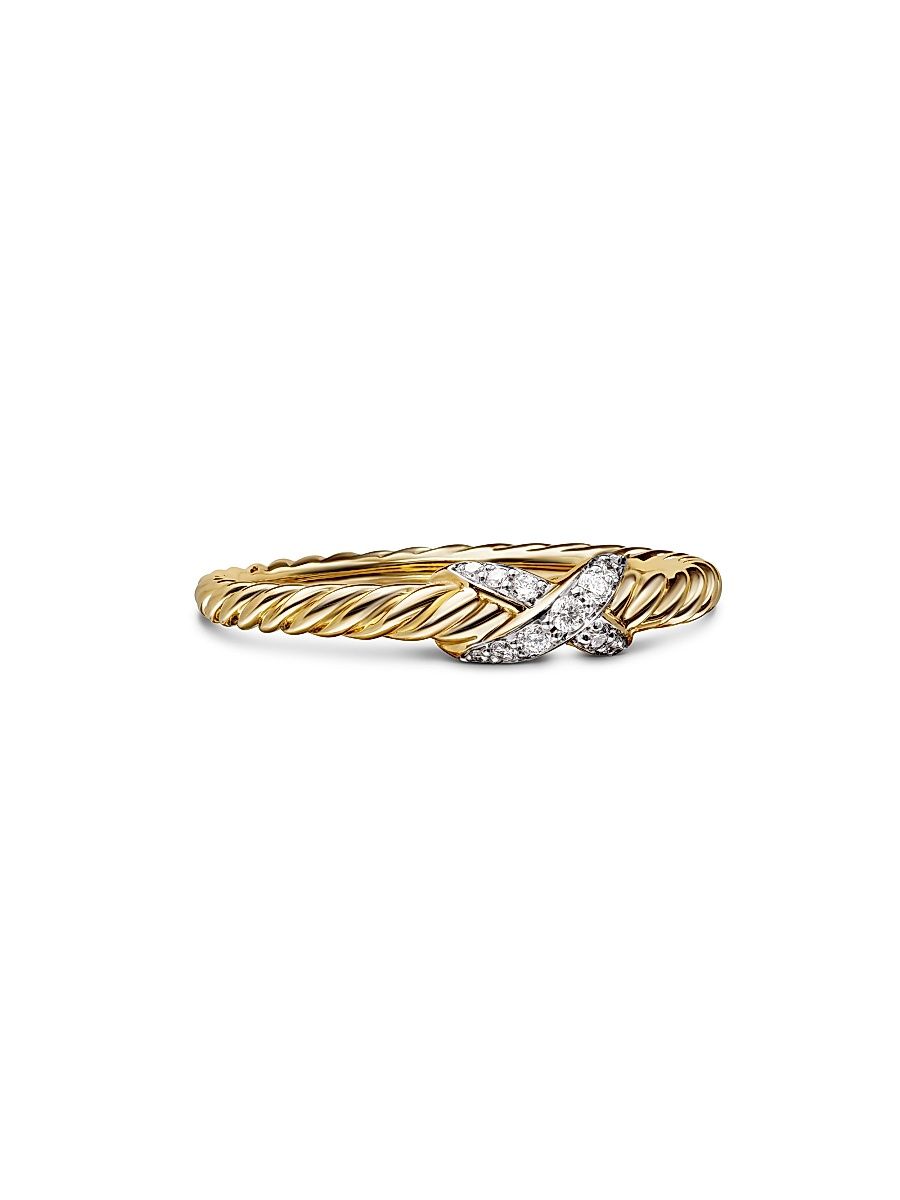 Women's Petite X Ring in 18K Yellow Gold - Diamond - Size 9