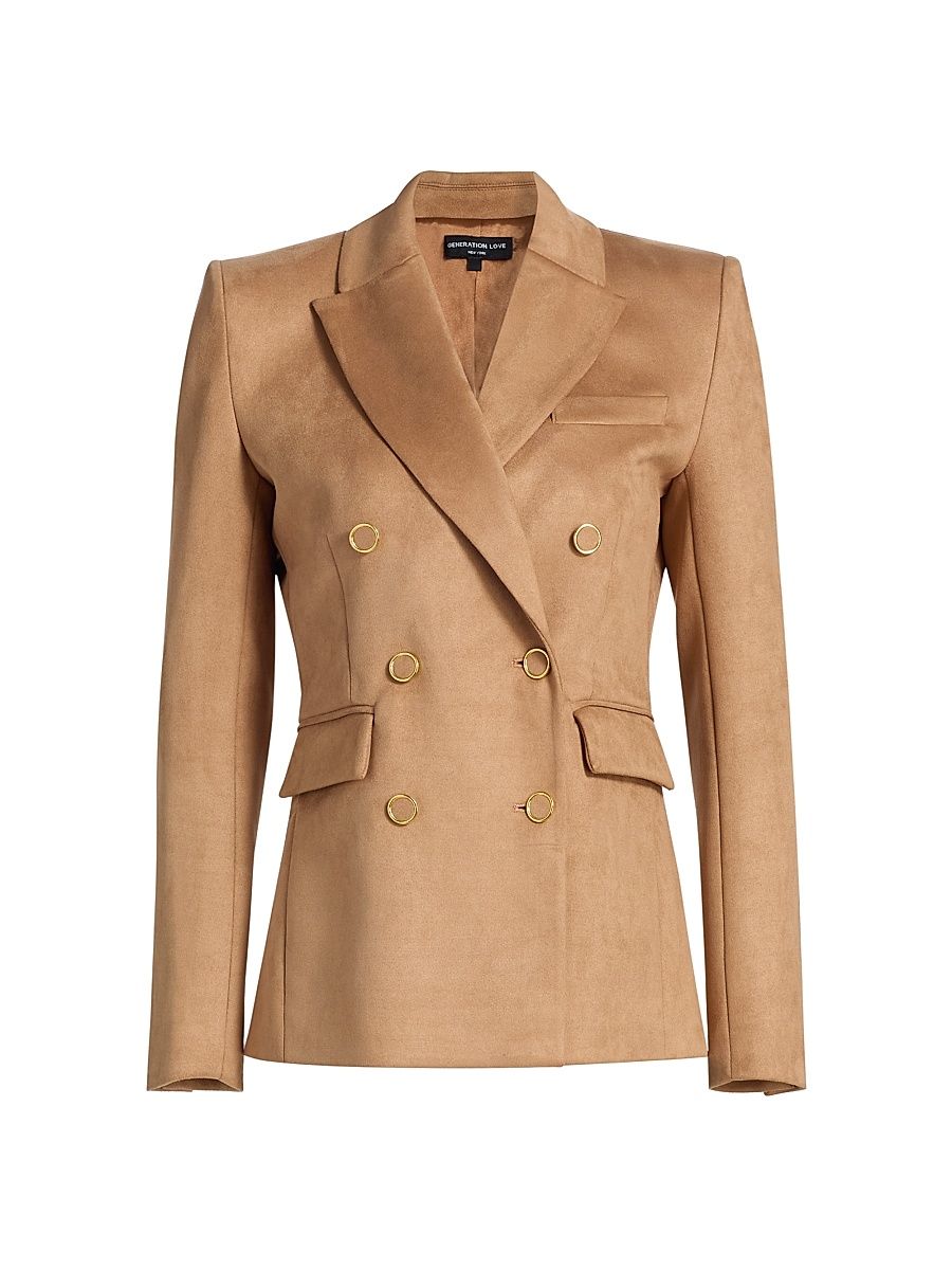 Women's Arielle FauxSuede Boyfriend Blazer - Lion - Size Large