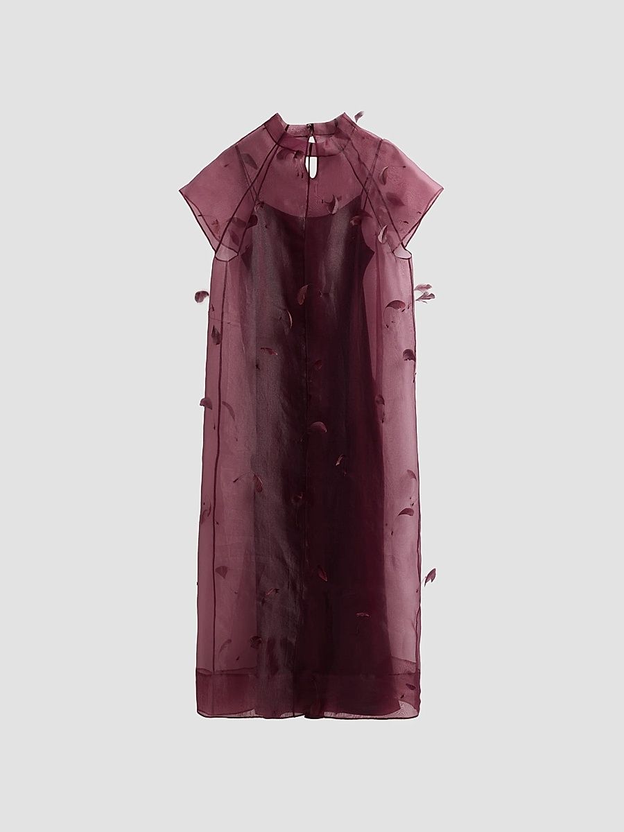 SIMKHAI Women's Pauline Embellished Semi-Sheer A-Line Midi Dress - Dark Orchid - Size XS