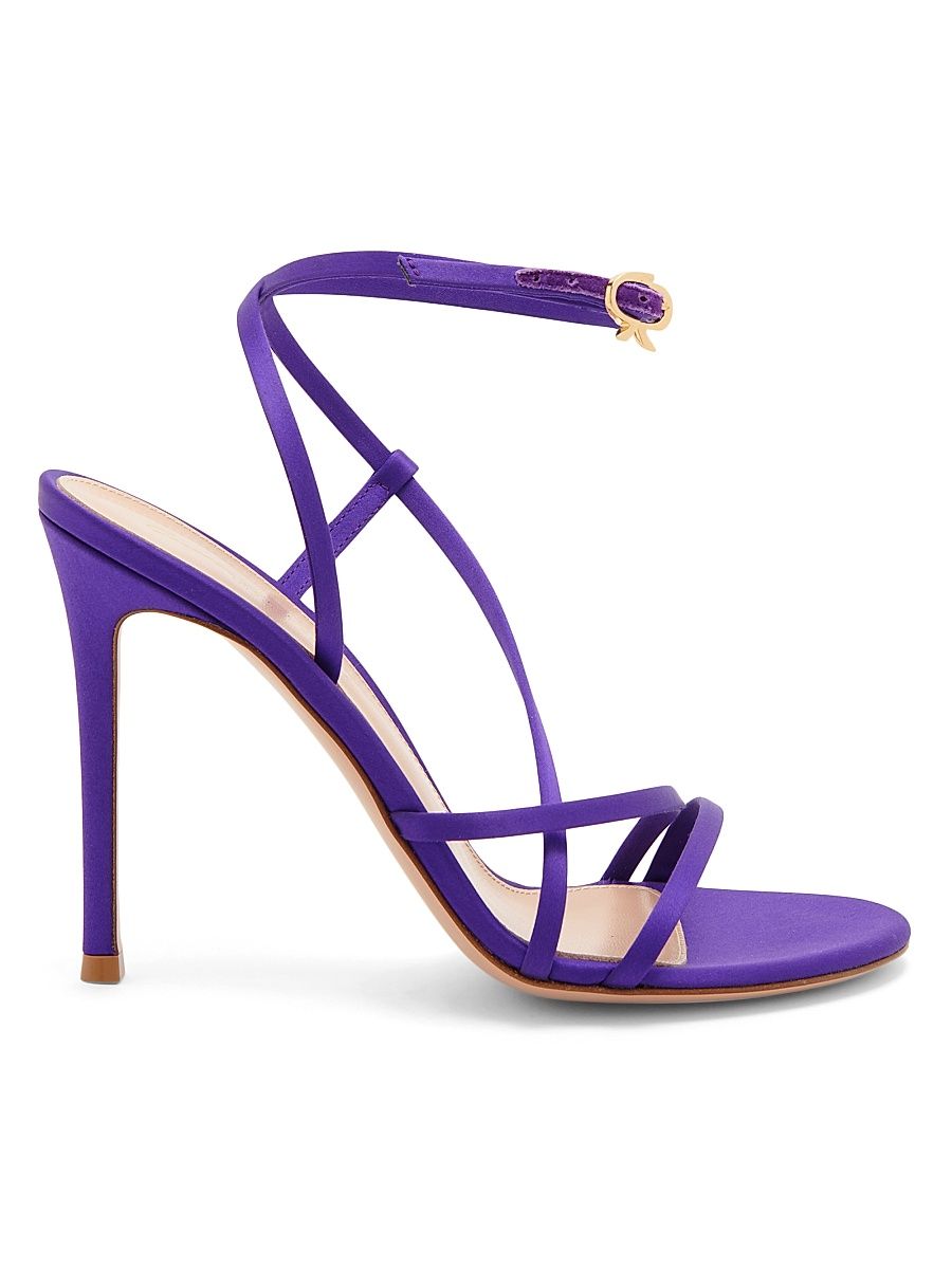 Women's 105MM Crepe Satin Stiletto-Heel Sandals - Orchid - Size 8.5