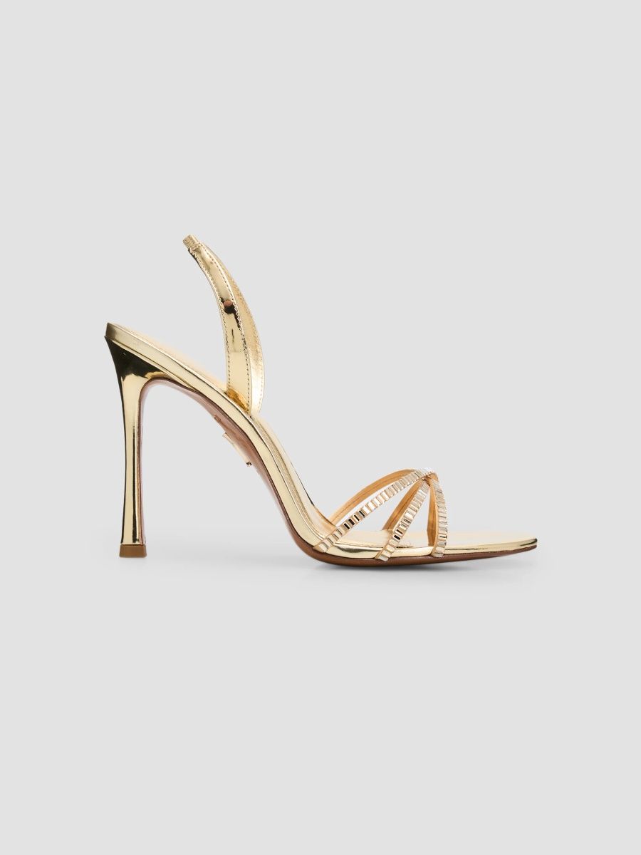 Women's Anabel 105MM Embellished Leather Slingback Sandals - Gold Clear - Size 11
