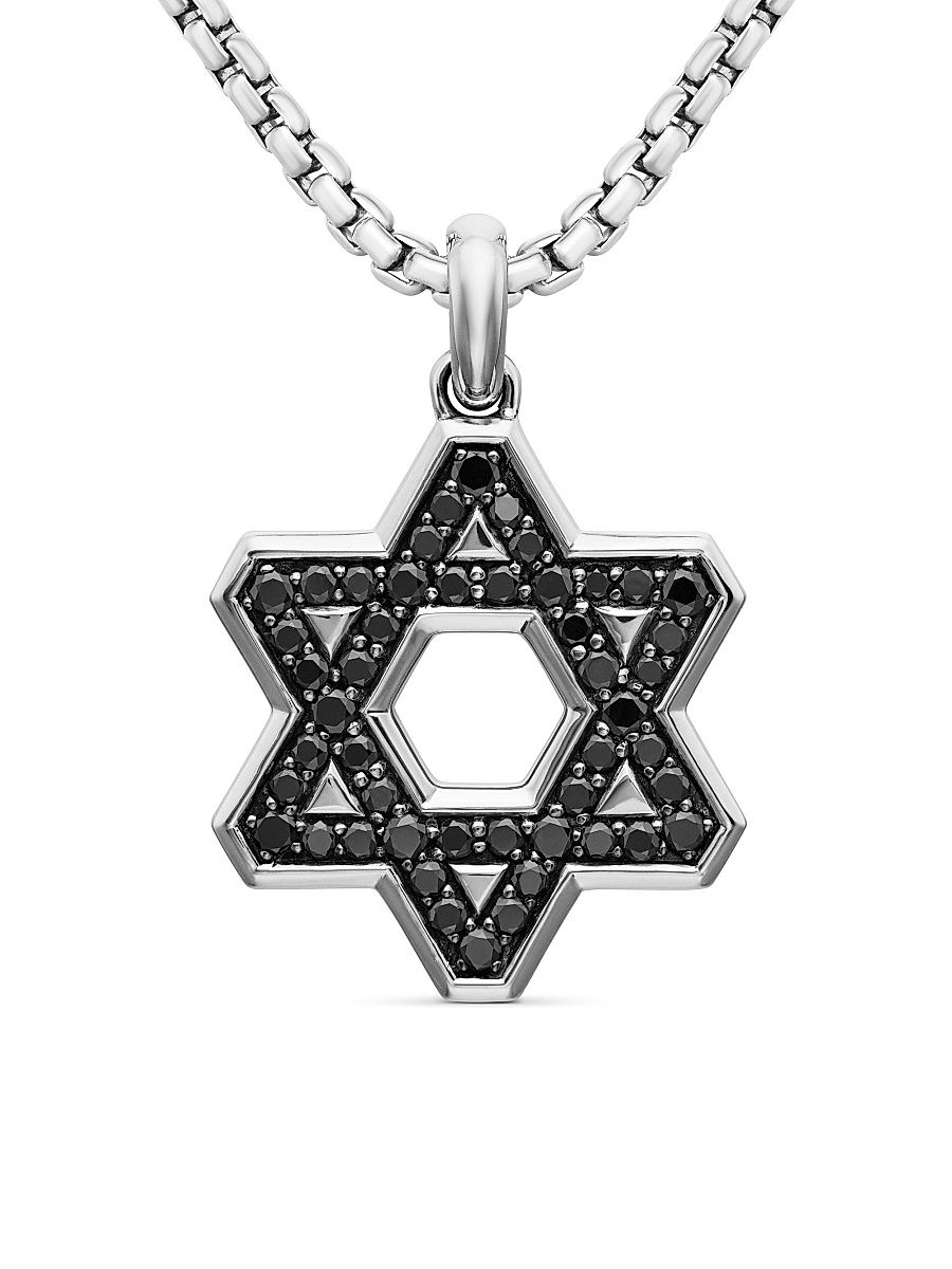 David Yurman Men's Streamline Star of David Pendant in Sterling Silver - Black Diamond