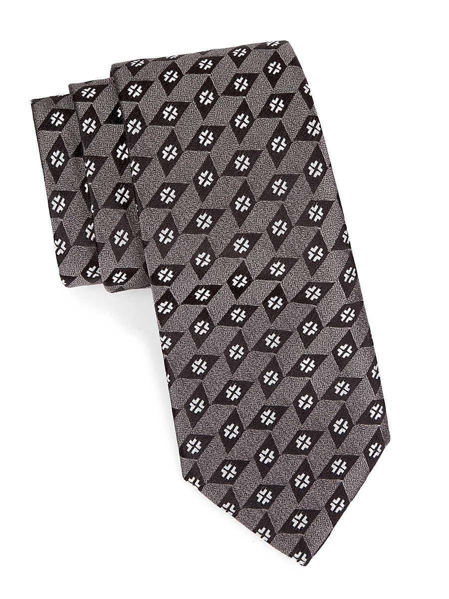 Men's Window Silk Tie - Grey Silver