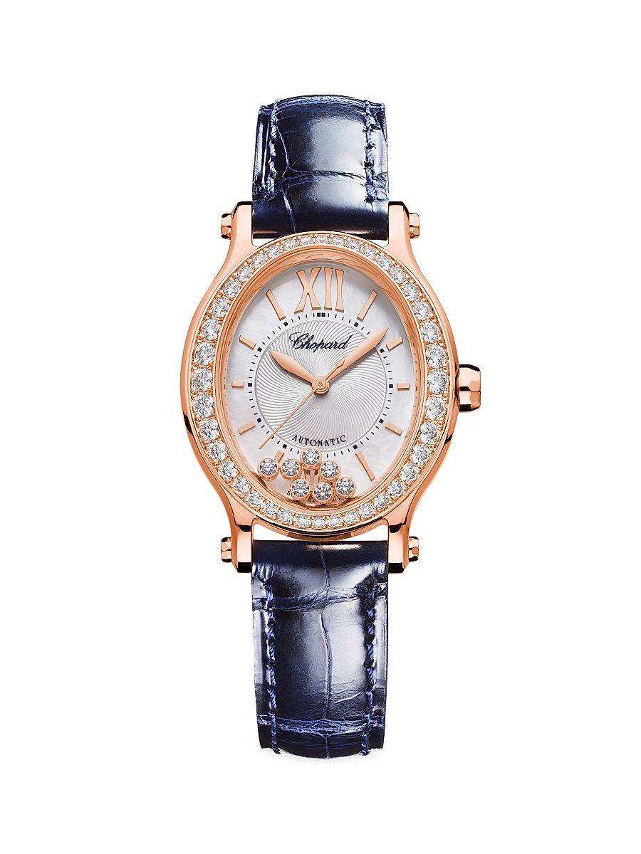 Women's Happy Sport 18K Rose Gold & Diamond Crocodile Watch
