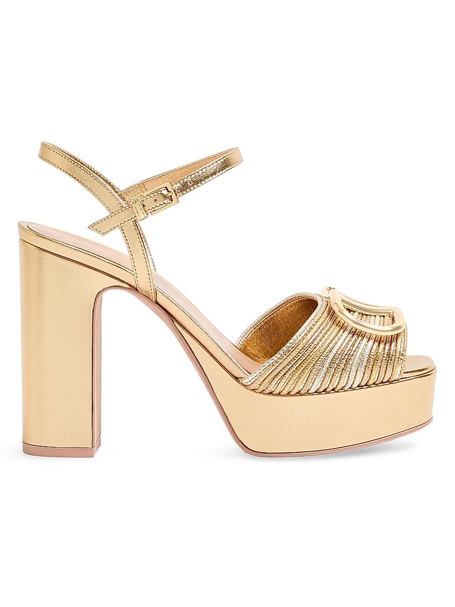 Women's VLogo 115MM Signature Metallic Platform Sandals - Gold - Size 12