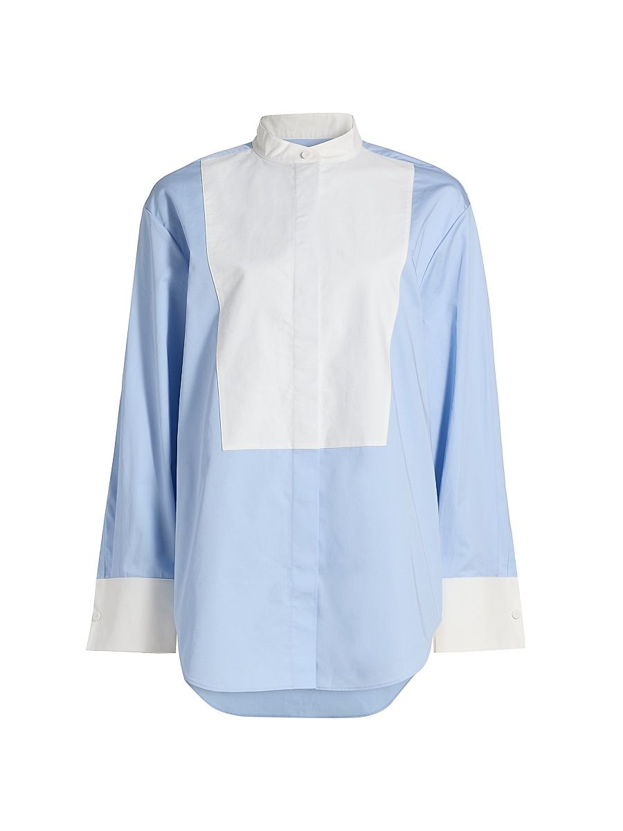 Women's Tuxedo Cotton Shirt - Powder Blue - Size 8