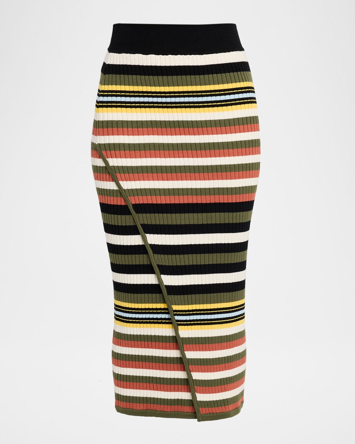 Cadence Faux Wrap Striped Knit Skirt