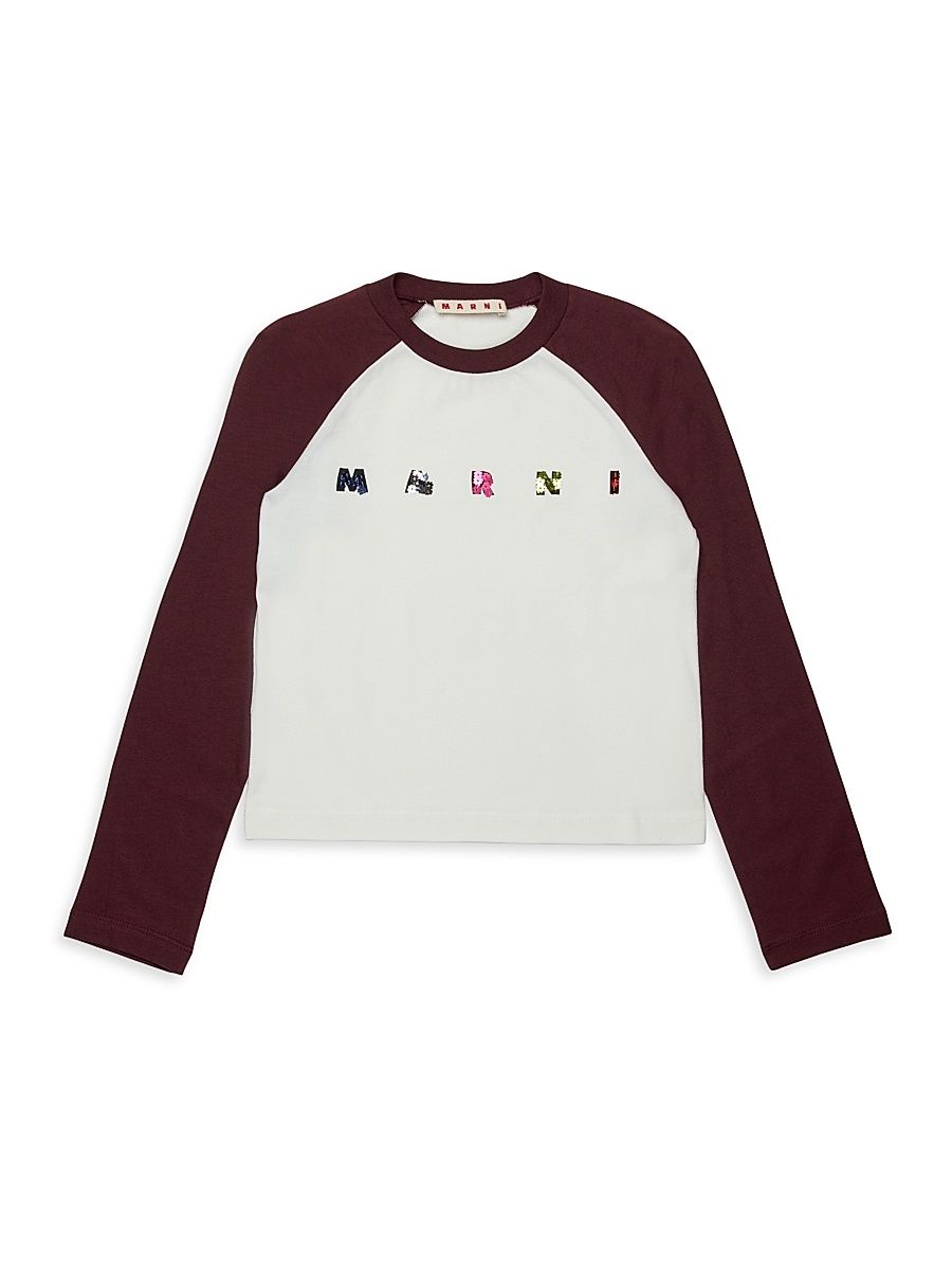 Little Girl's & Girl's Sequined Logo Long-Sleeve T-Shirt - Berry Red - Size 6