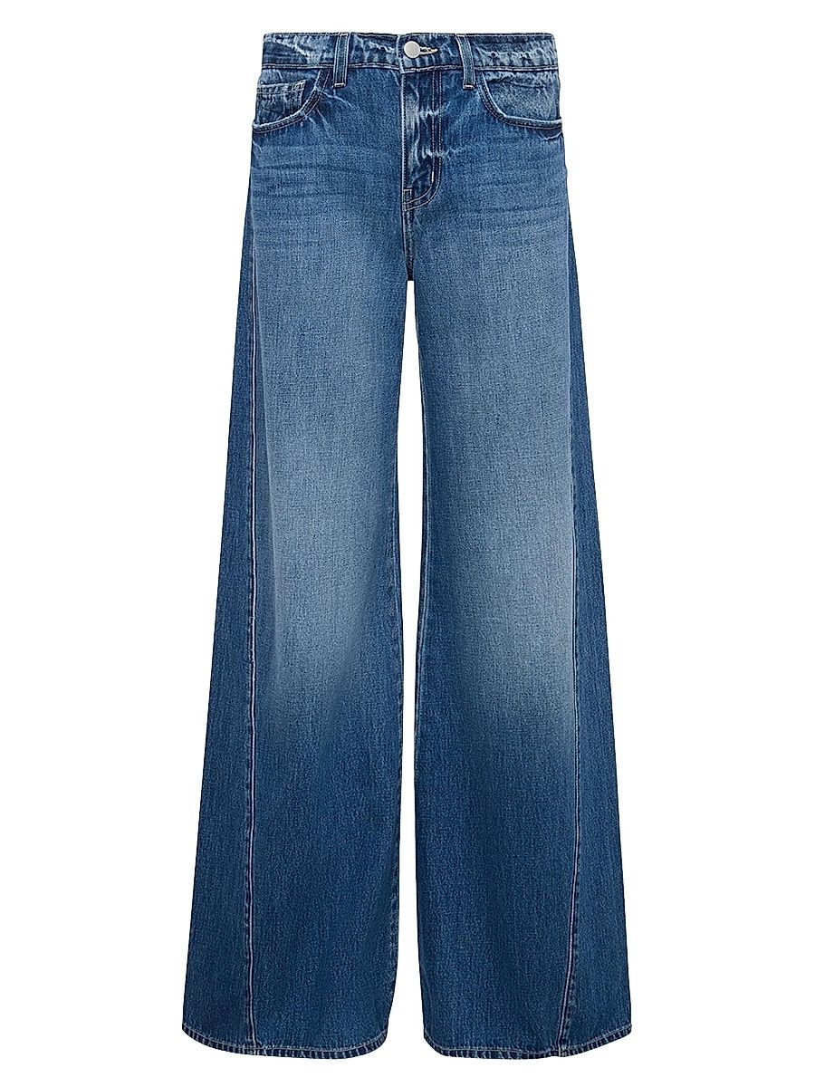 Women's Beau High-Rise Wide-Leg Jeans - Medium Blue - Size 28