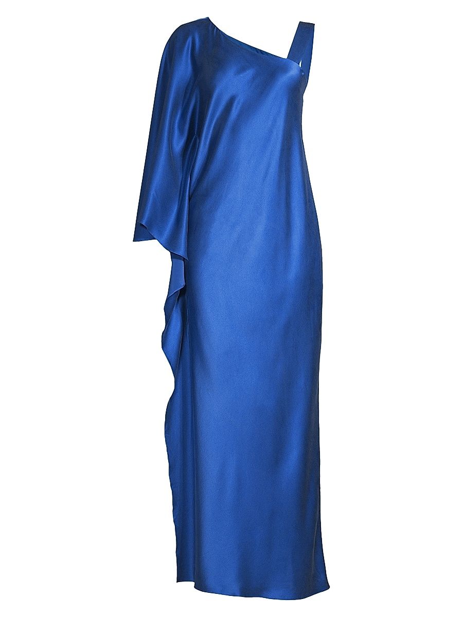 Women's Grace Satin One-Shoulder Gown - Ultramarine - Size 8