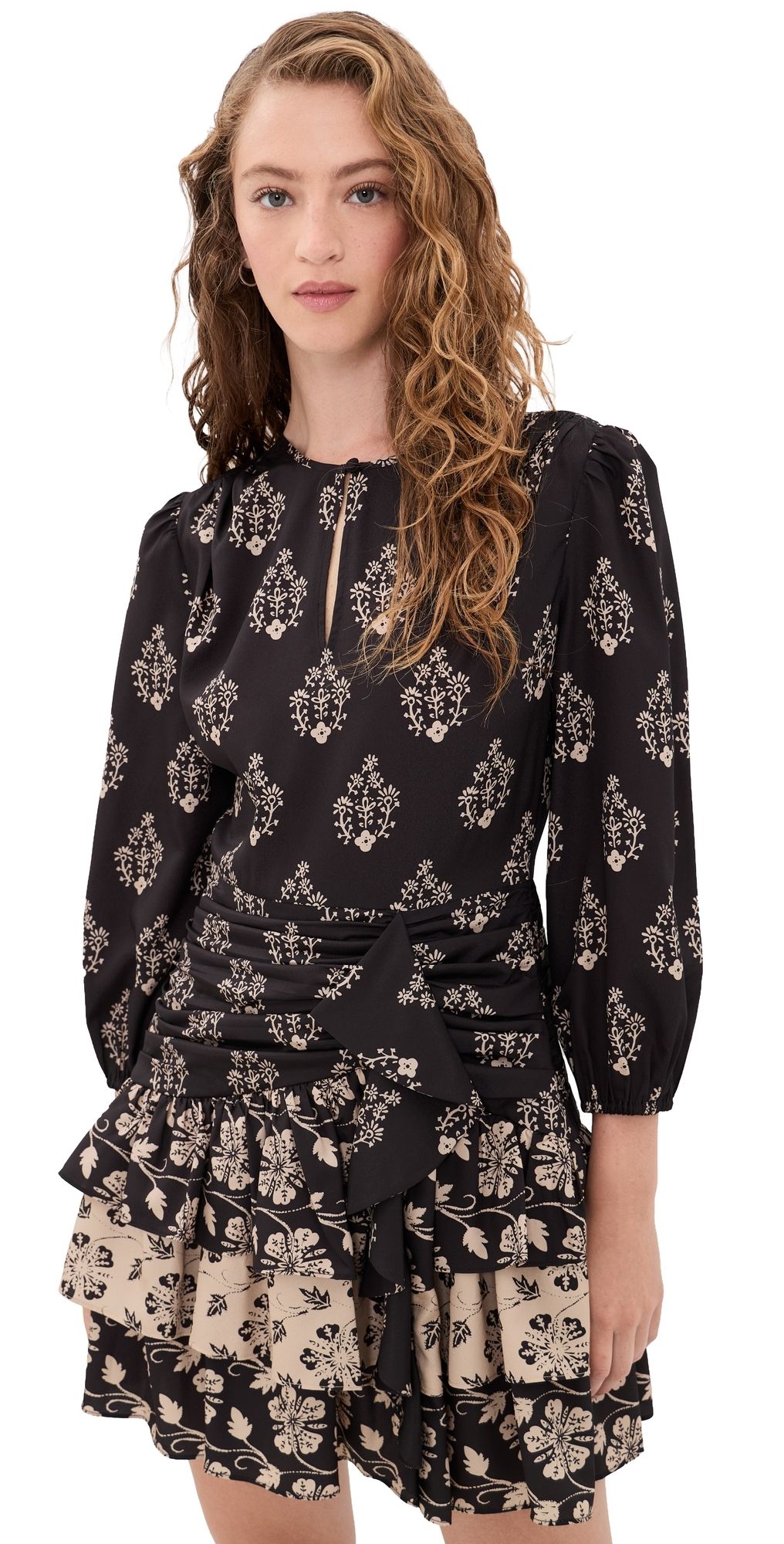 Shoshanna Janelle Dress Coffee/Ecru 2