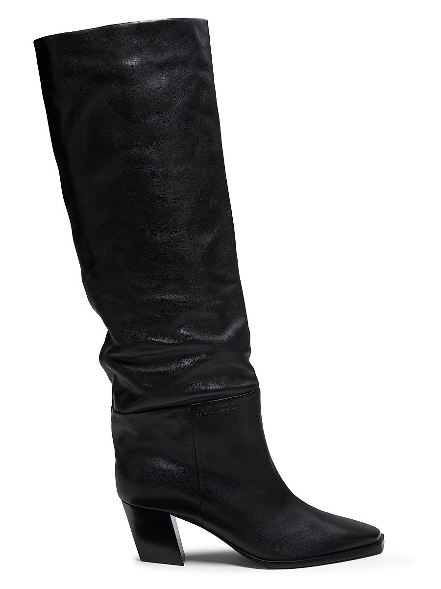 Women's Hart 60MM Leather Knee Boots - Black - Size 12