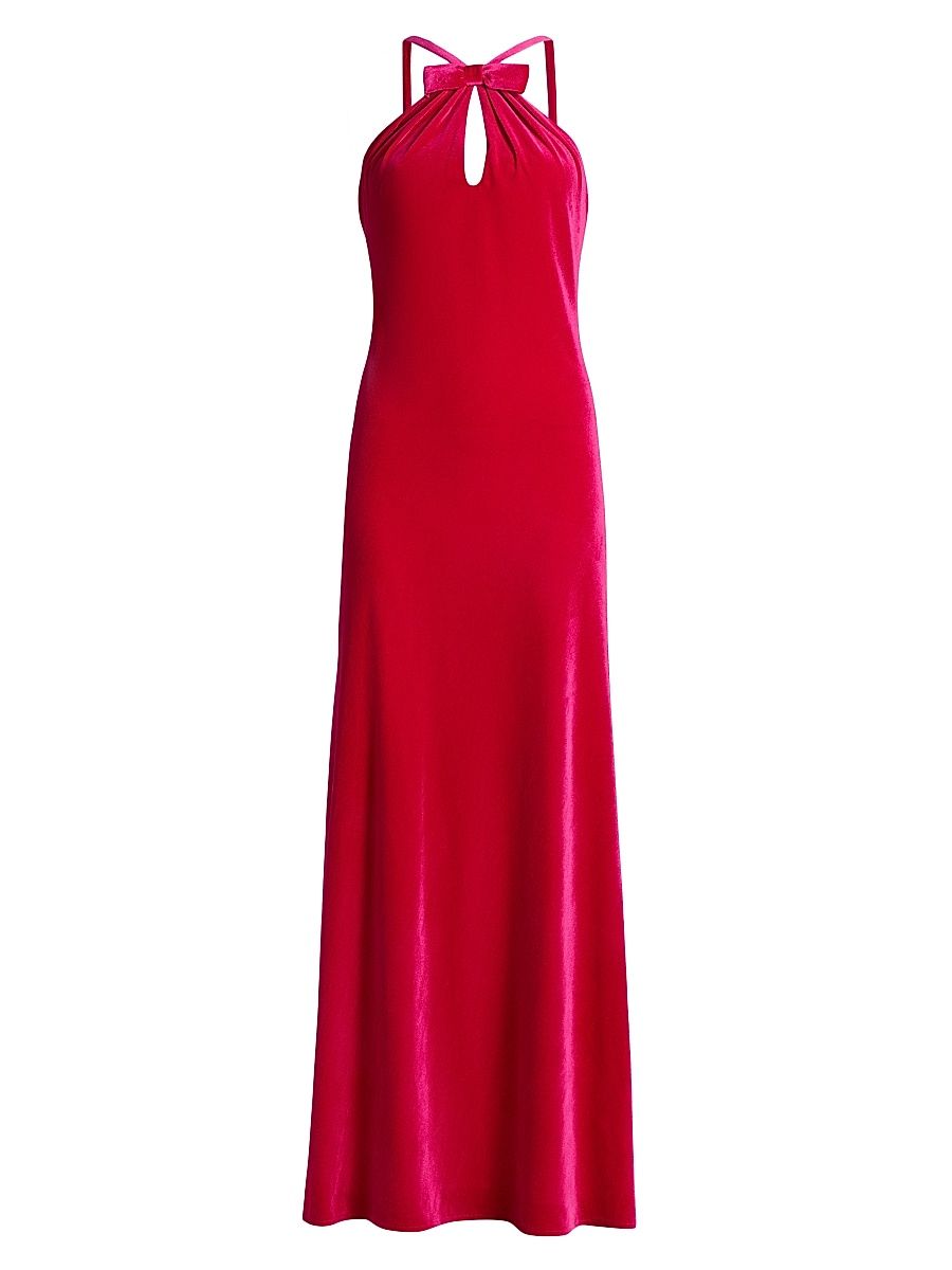 Women's Louise Velvet Halter Gown - Bright Rose - Size XL