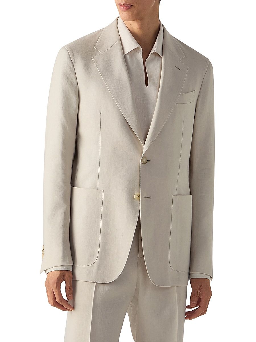 Men's Oasi Lino Jacket - Ivory - Size 48