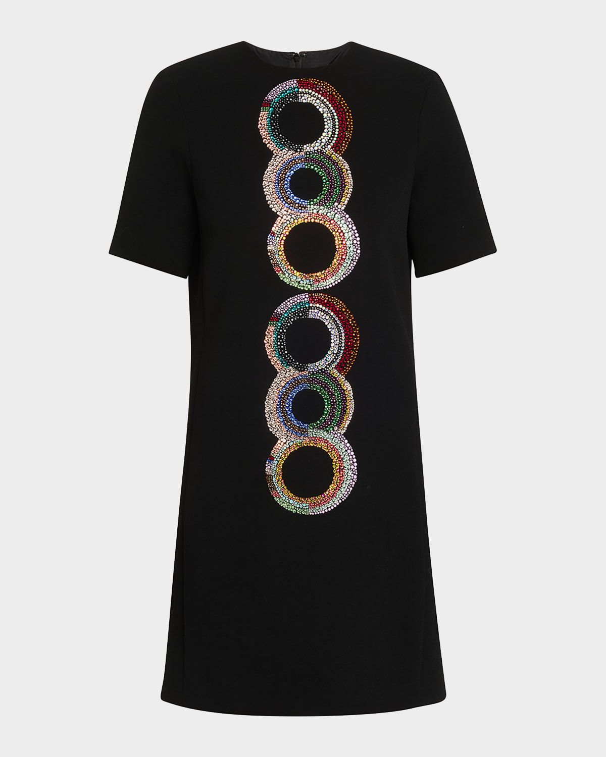 Sonia Crystal Short-Sleeve Shift Dress