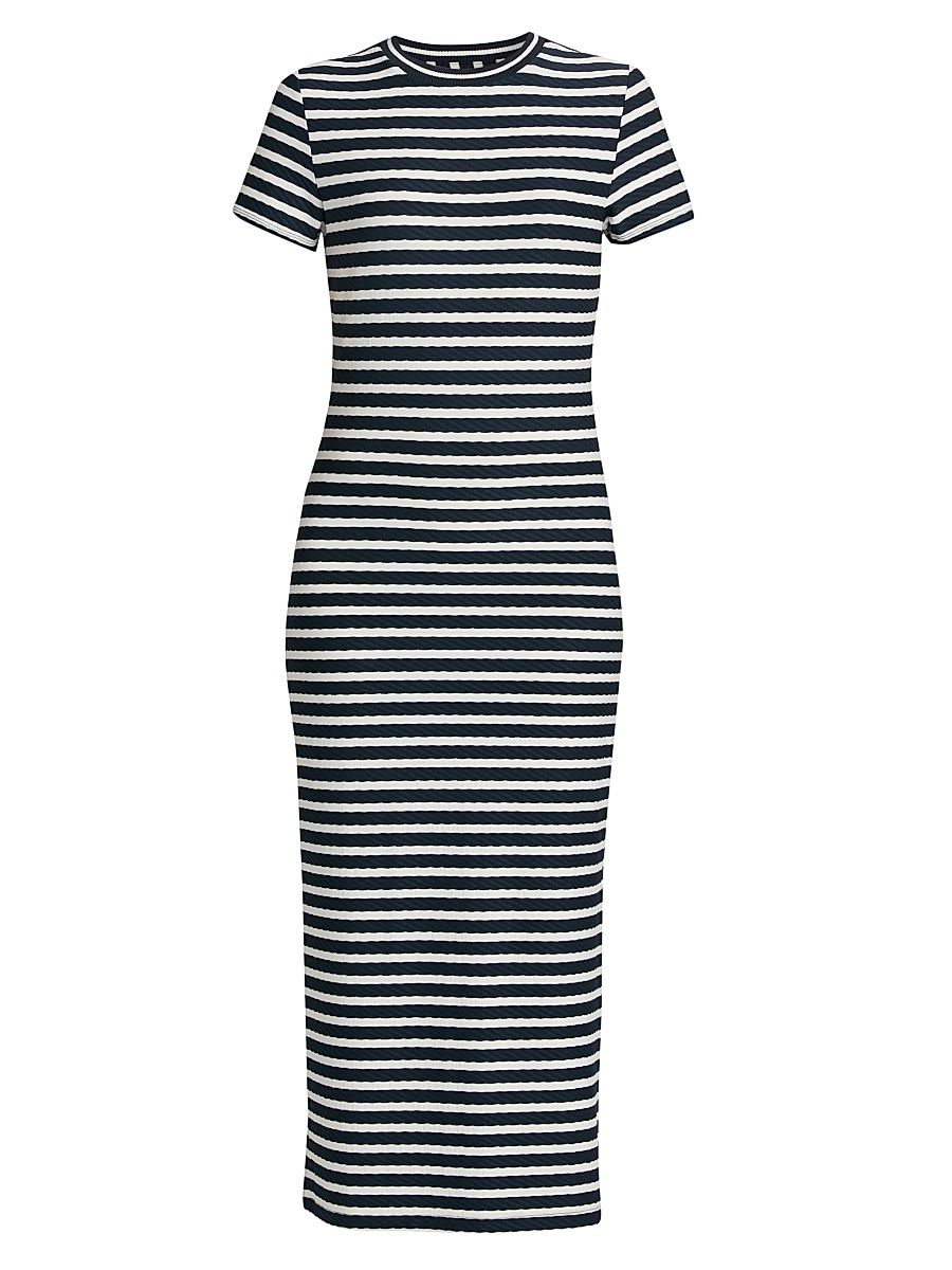 Women's Skye Striped T-Shirt Midi-Dress - Navy Stripe - Size XXL