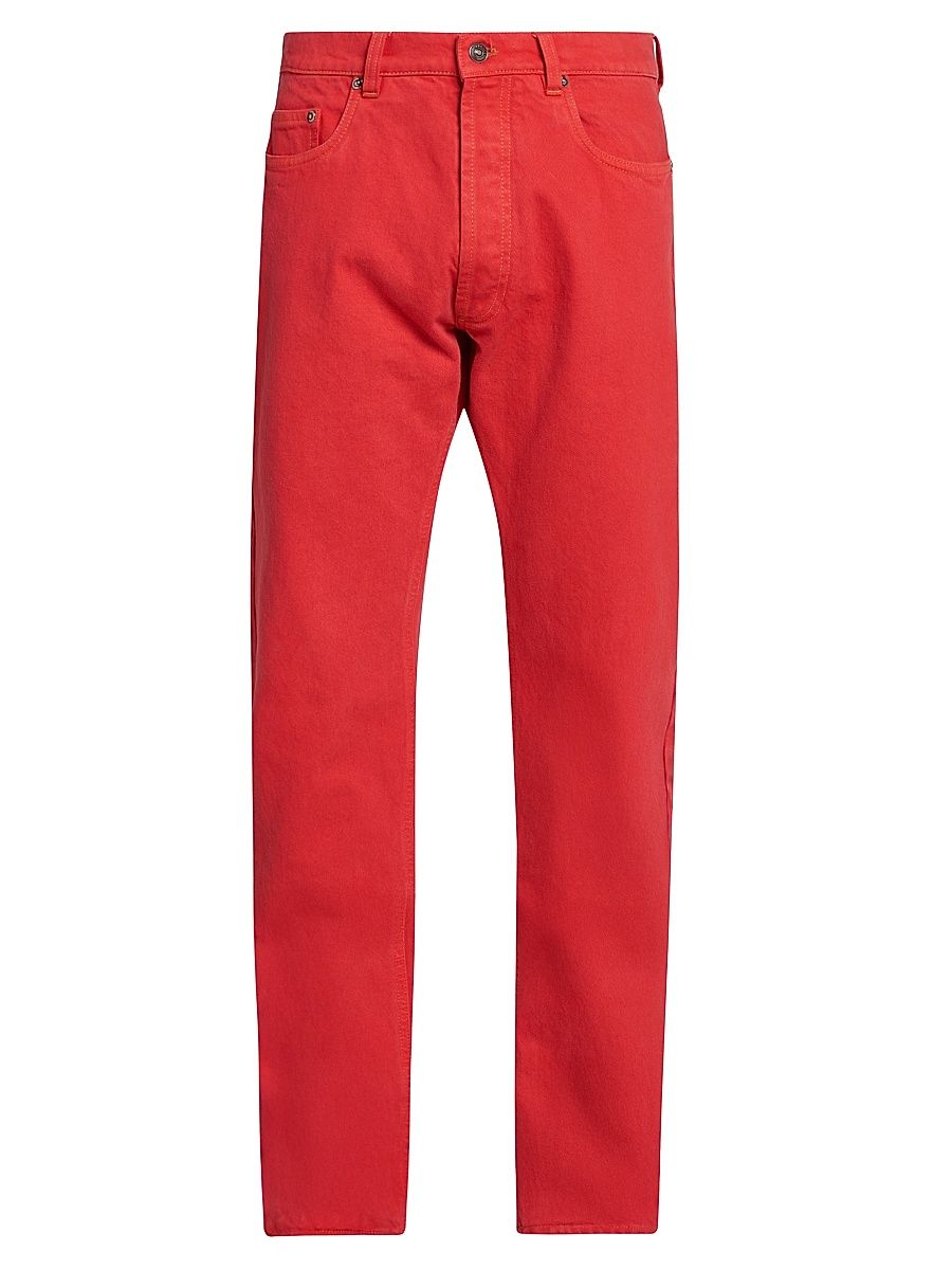 Men's Non-Stretch Straight-Leg Jeans - Red - Size 40