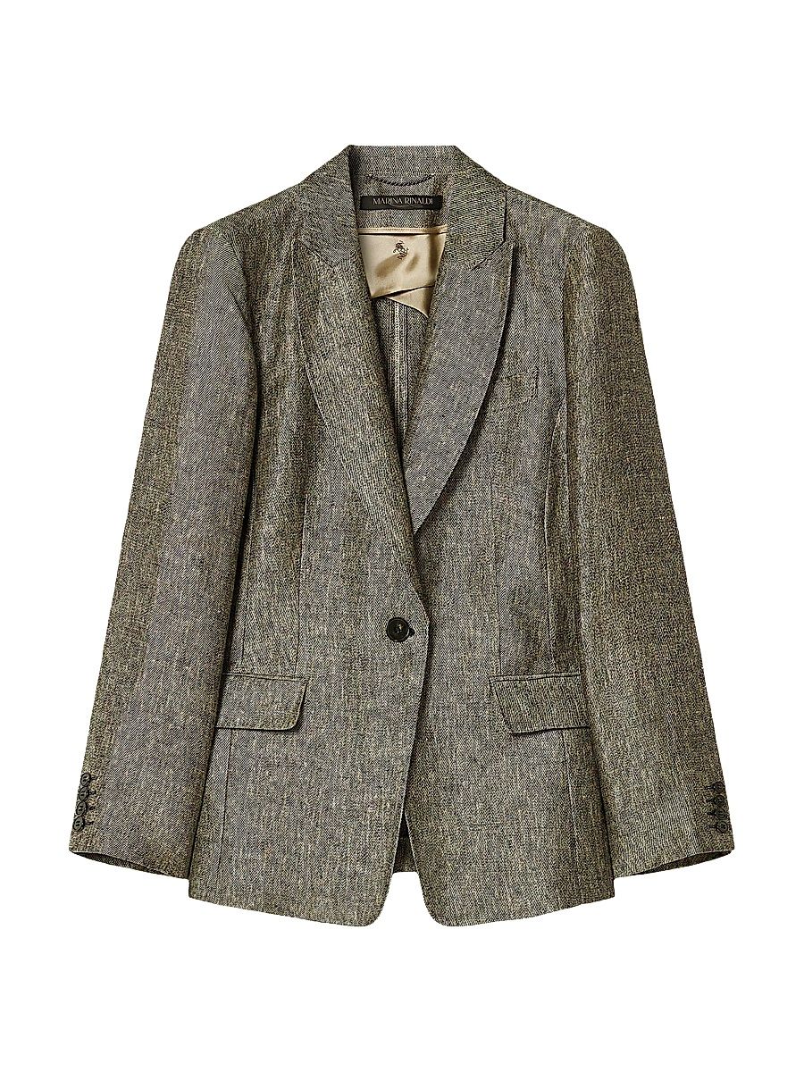 Women's Yarn Dyed Linen Jacket - Black Flesh Toner - Size 16