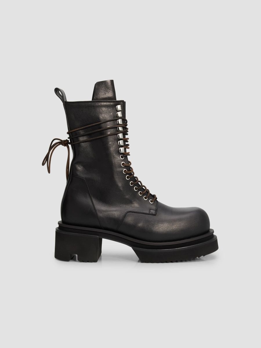 Rick Owens Men's Tower Lace-Up Bogun Boots - Black - Size 12