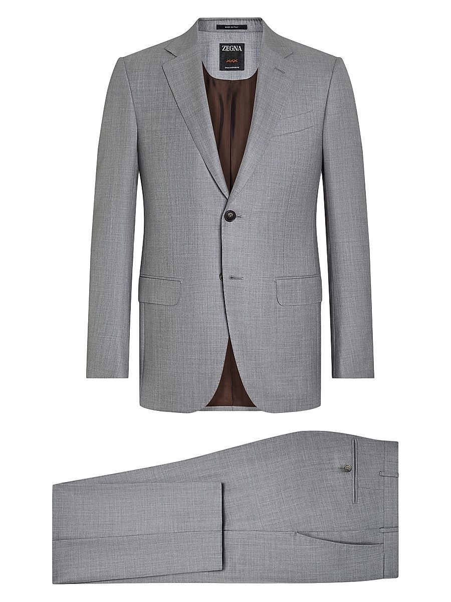 ZEGNA Men's Oasi Cashmere Suit - Light Grey - Size 46