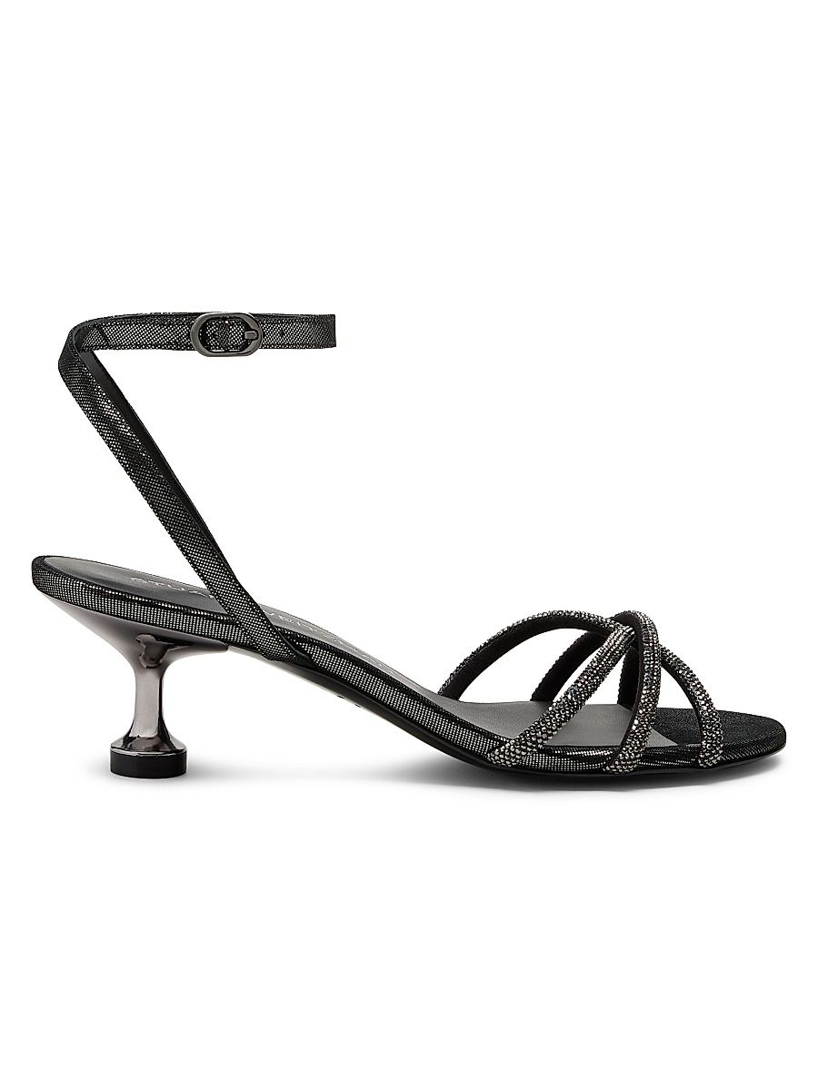 Women's Nudistini 50MM Embellished-Leather Sandals - Gunmetal Graphite - Size 9.5