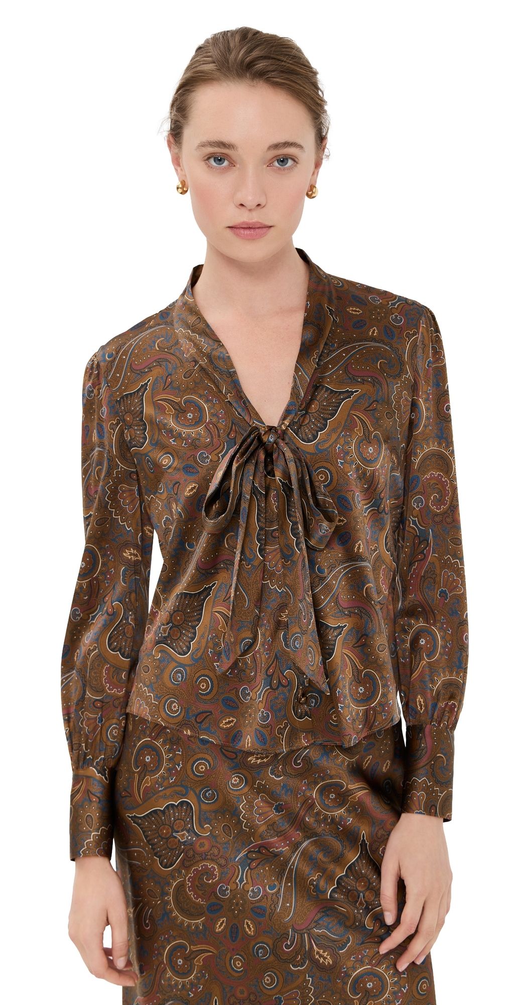 Veronica Beard Francine Blouse Walnut Multi 8