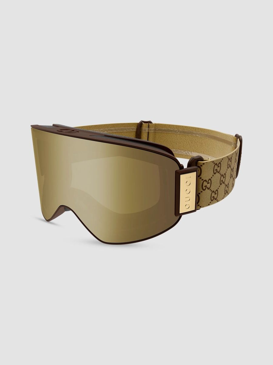 Gucci Women's Lettering 99MM Ski Mask Goggles - Brown