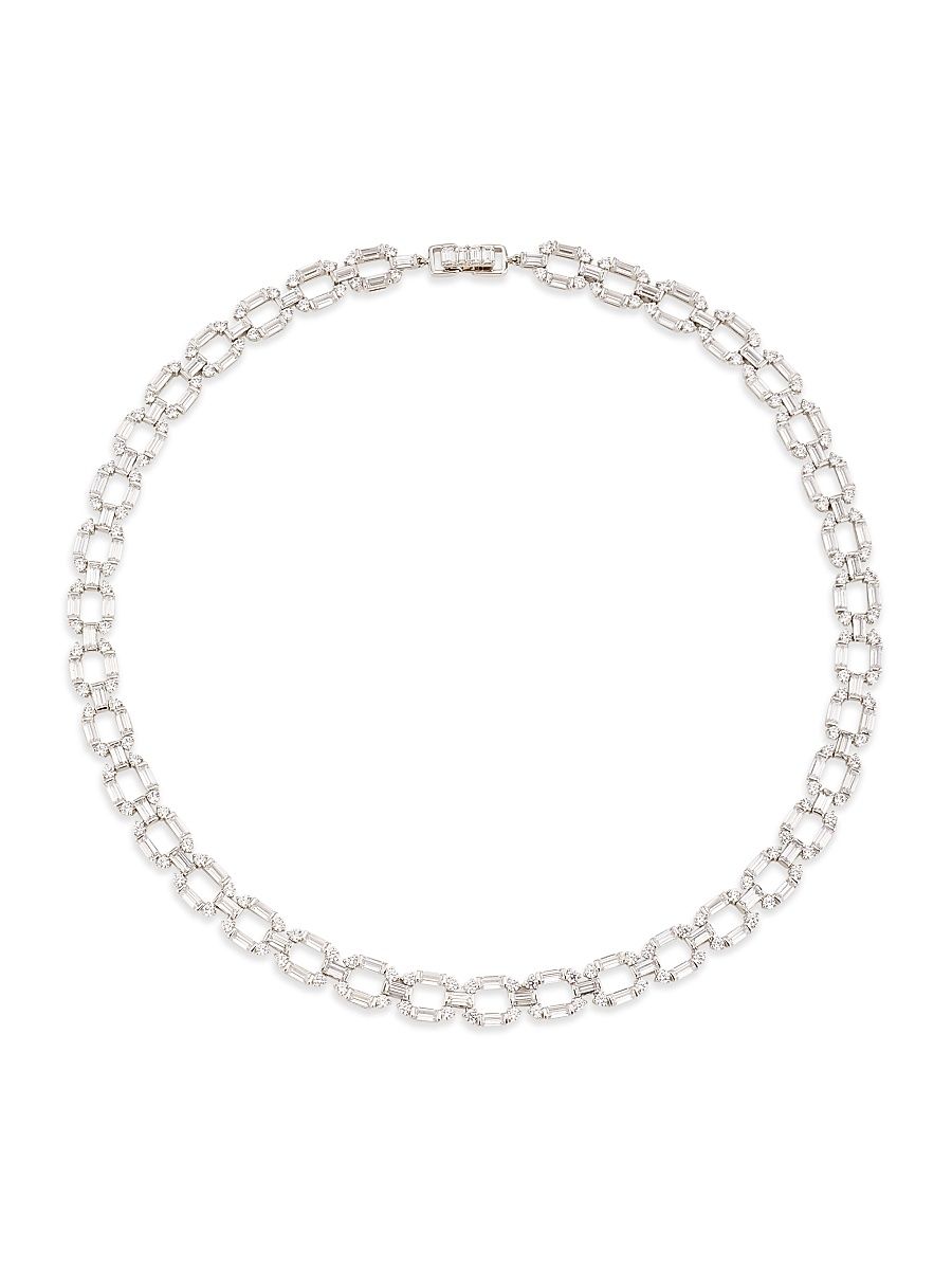 Women's Gwen Rhodium-Plated & Cubic Zirconia Collar Necklace - Silver