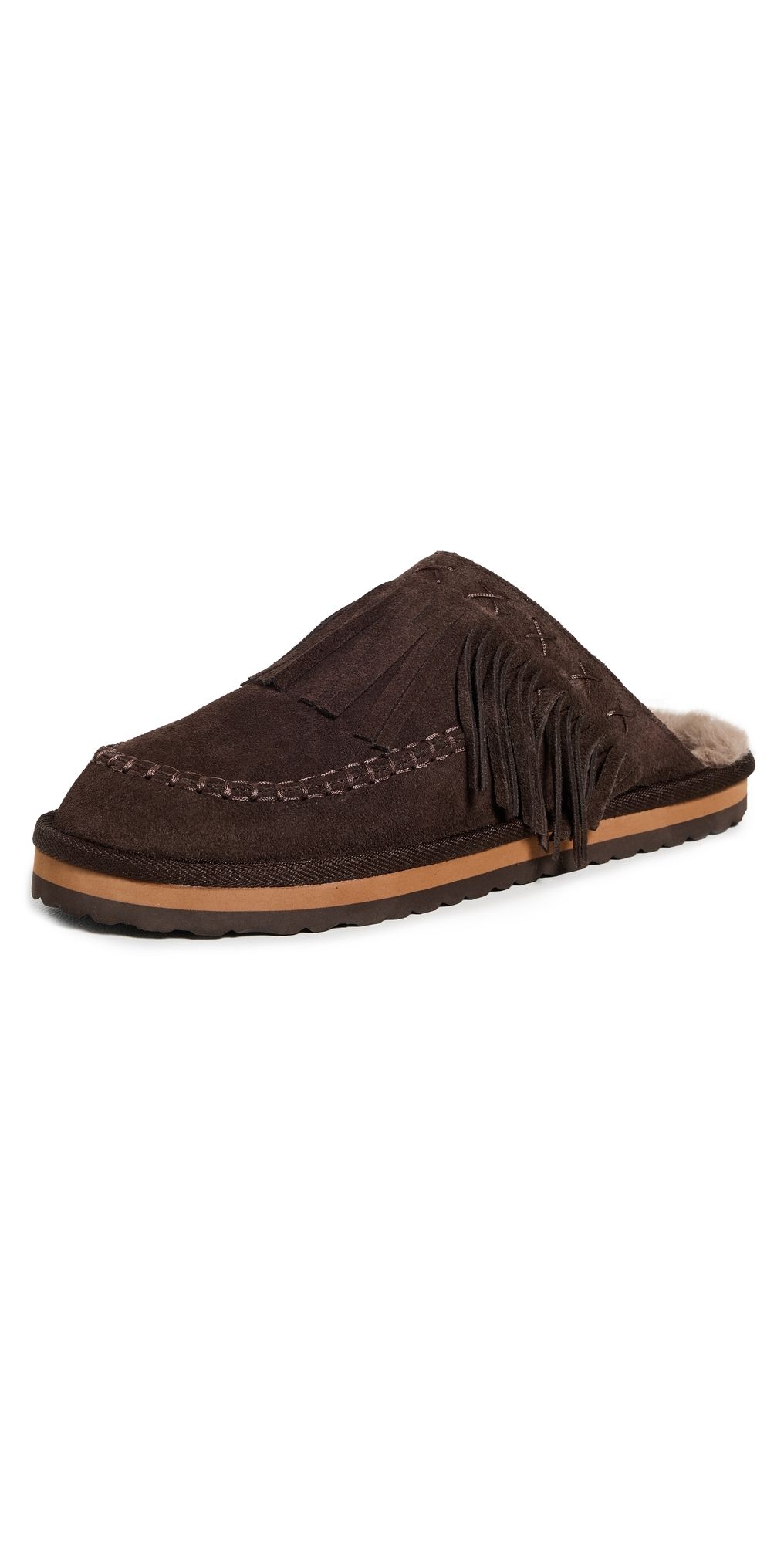 Free People Fallon Fringe Mules Chocolate 8.5