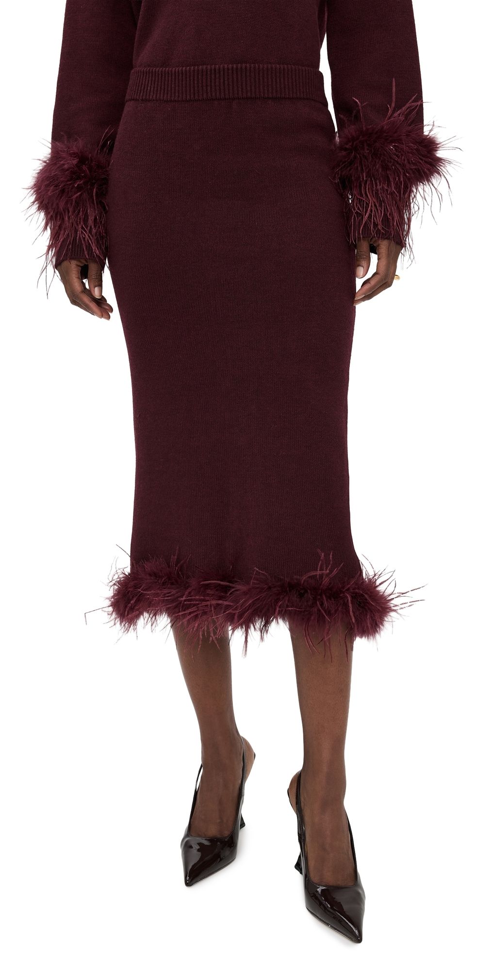 WAYF Bethany Feather Skirt Plum XS