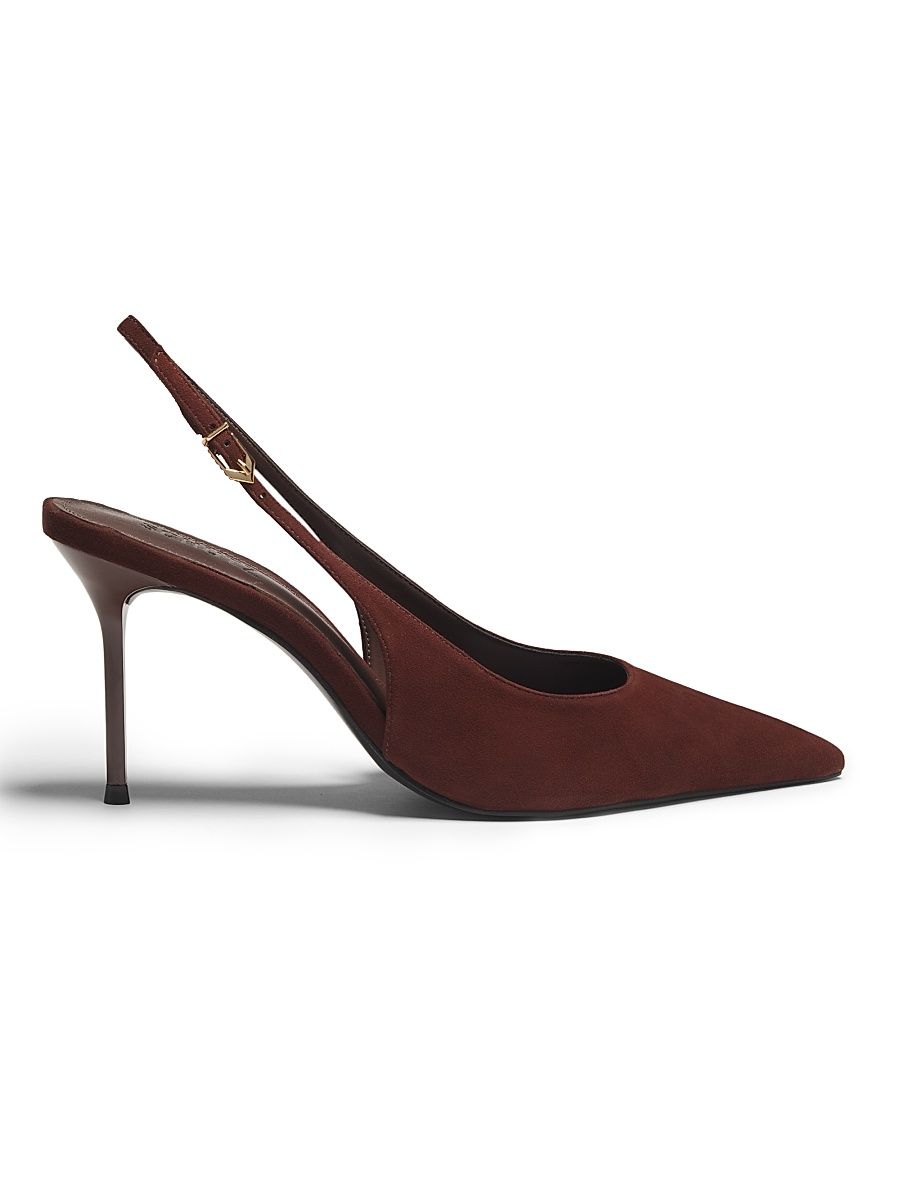 Women's Alicia Sling 90MM Suede Slingback Pumps - Root Brown - Size 11