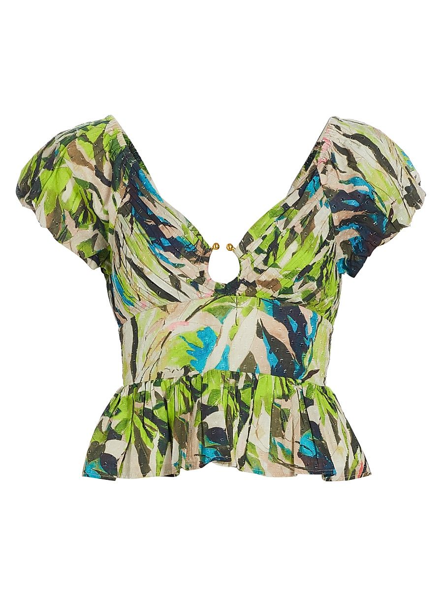 Women's Jane Printed Cotton Top - Pirouette Print - Size Large