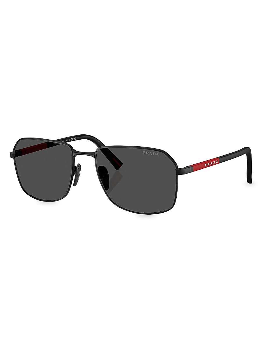 Men's 57MM Rectangular Sunglasses - Berry