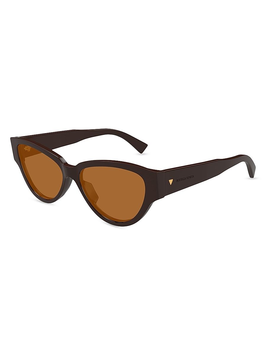 Women's Bold Triangle Stud 56MM Cat-Eye Sunglasses - Caramel Brown
