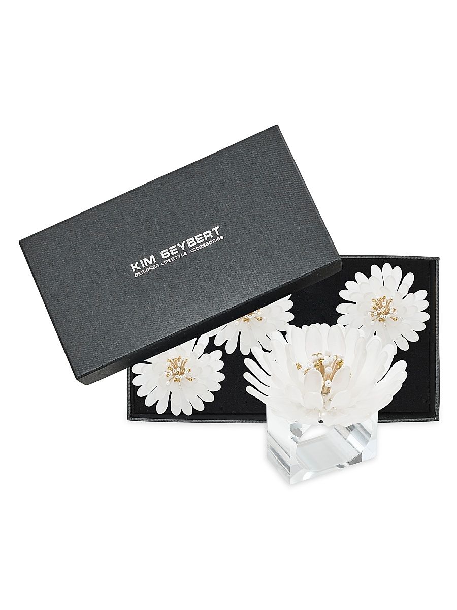 Cosmos 4-Piece Napkin Ring Set - White Gold