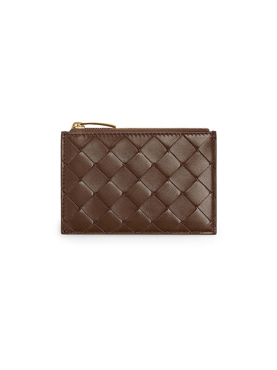 Women's Intrecciato Leather Card Case - Nocturnal