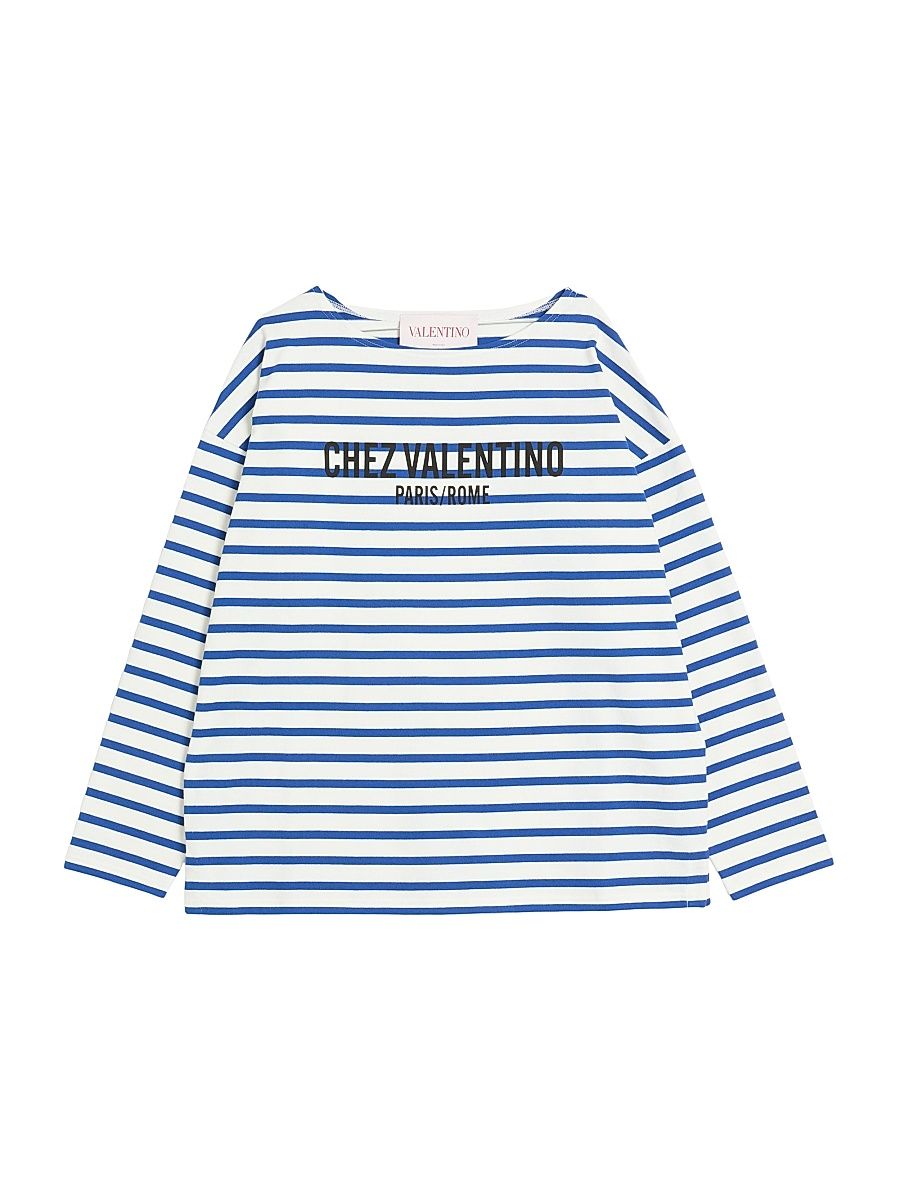 Men's Long-Sleeved Cotton T-Shirt with Chez Print - Butter Indigo - Size XL