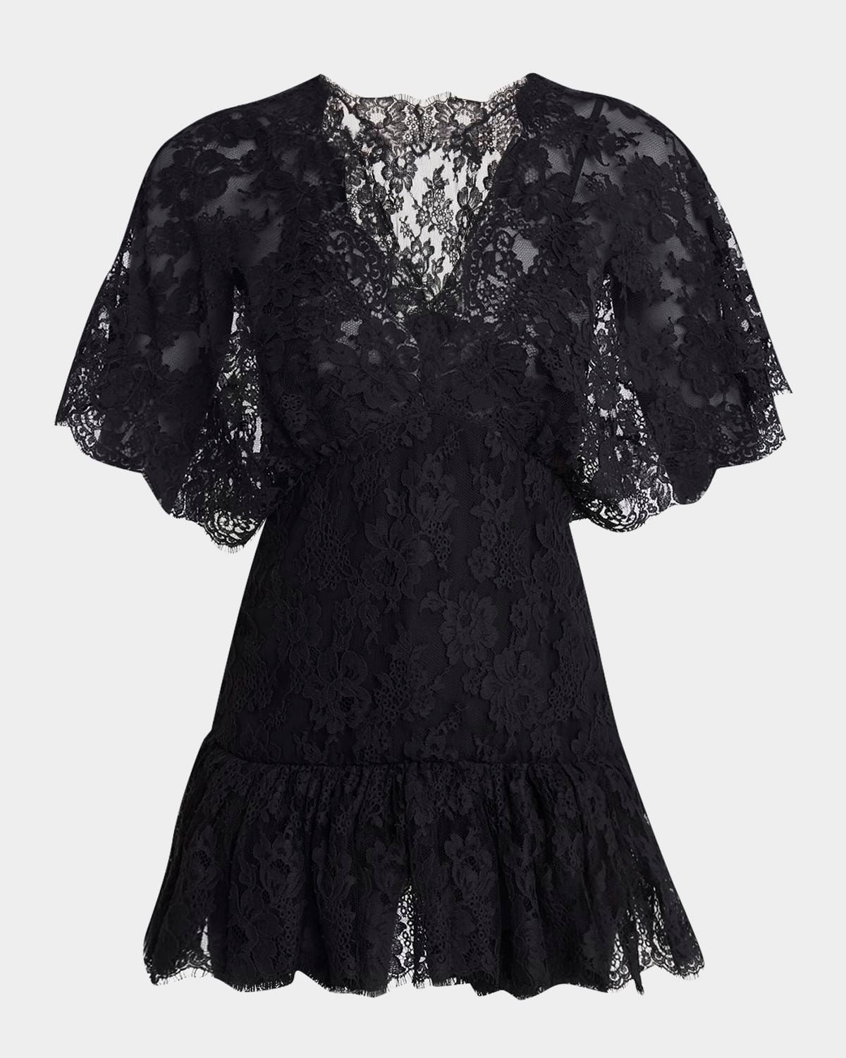 Lace Short-Sleeve Ruffle Top