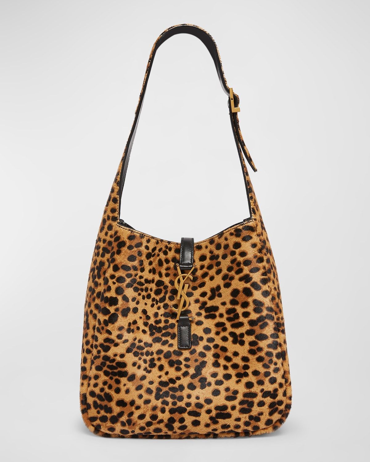 Le 5 A 7 Small Hobo Bag in Leopard-Print Calf Hair