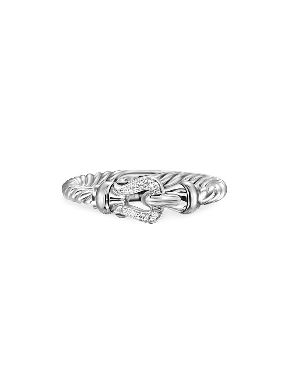 Women's Petite Buckle Ring in Sterling Silver - Diamond - Size 7