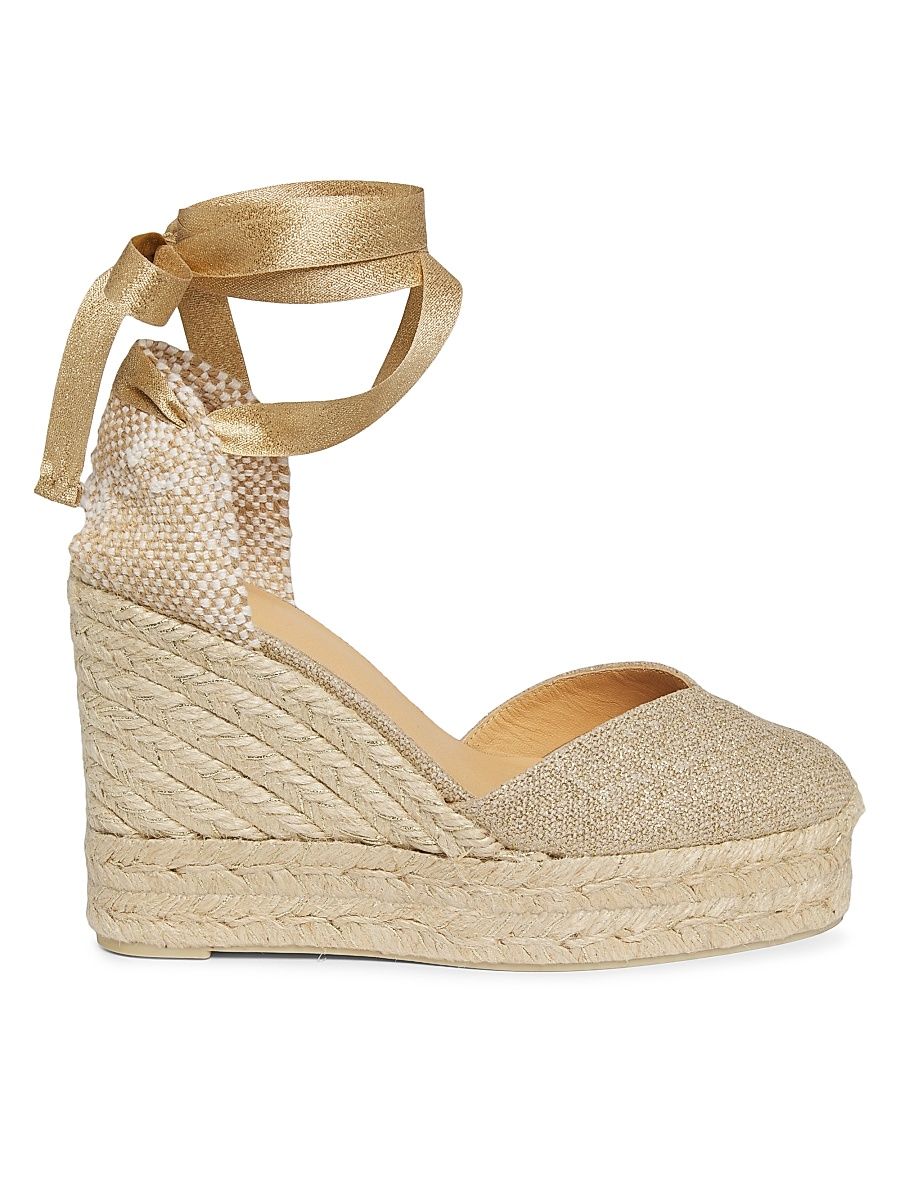 Women's Chiara Linen Espadrille Wedges - Oro Claro - Size 10