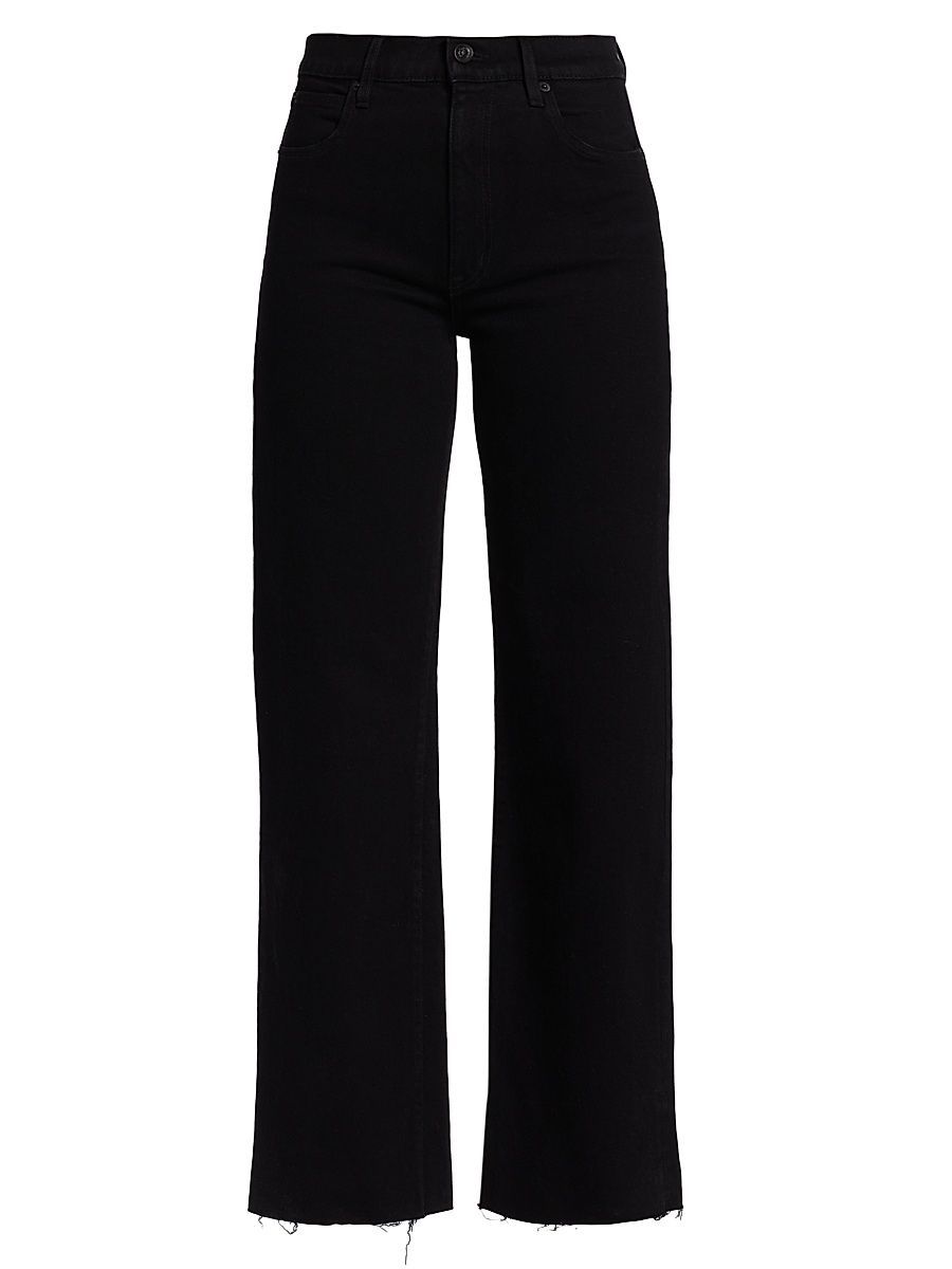 Women's Grace High-Rise Wide-Leg Jeans - Jet Black - Size 32