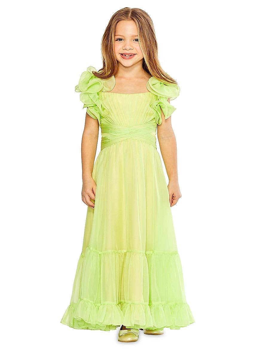 Little Girl's & Girl's Ruffle-Trim Chiffon Gown - Mint - Size 12