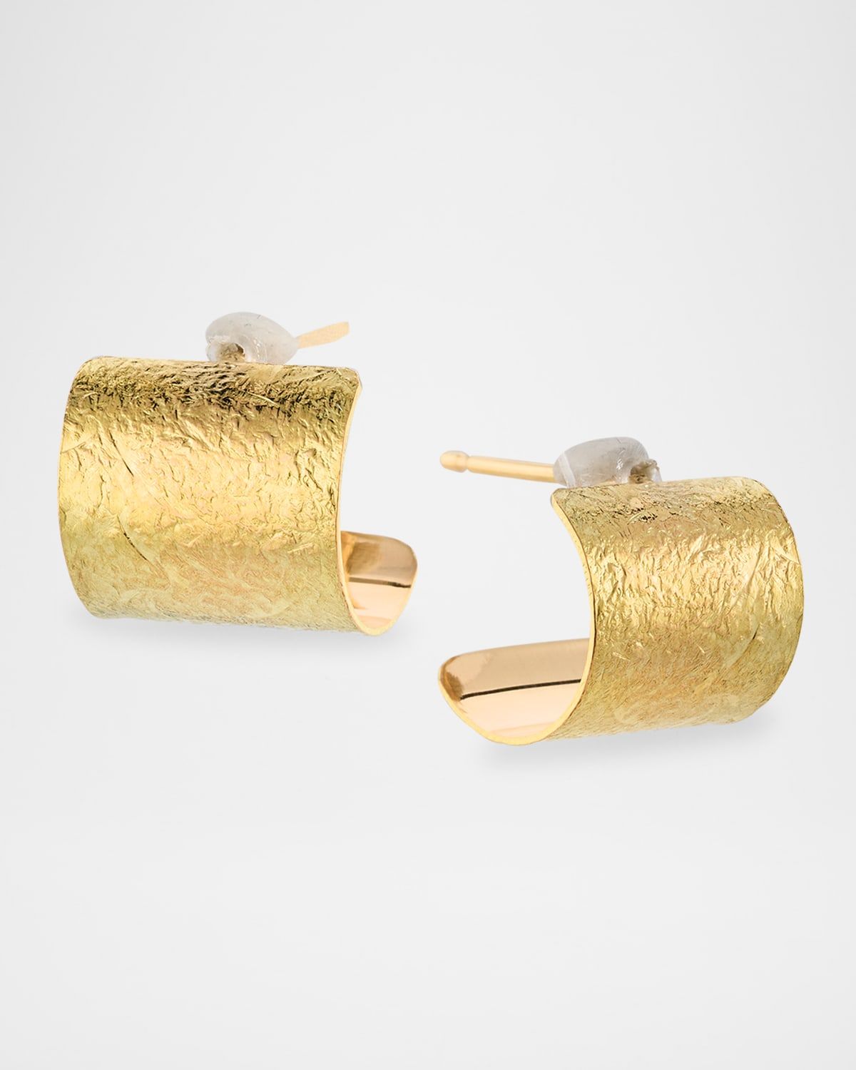 14K Yellow Gold Foil Huggie Earrings