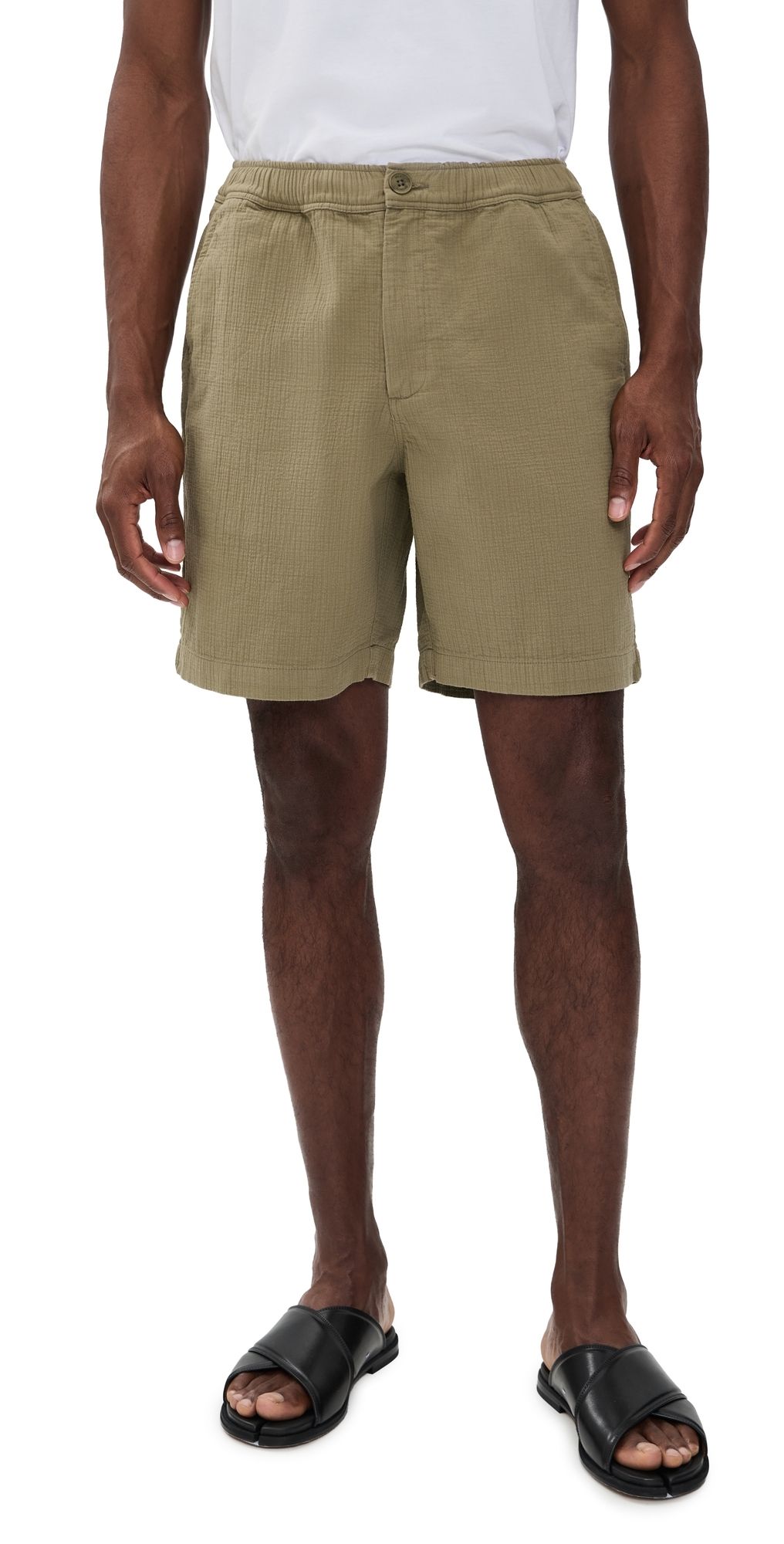 Wax London Cotton Linen Kurt Shorts Khaki 30